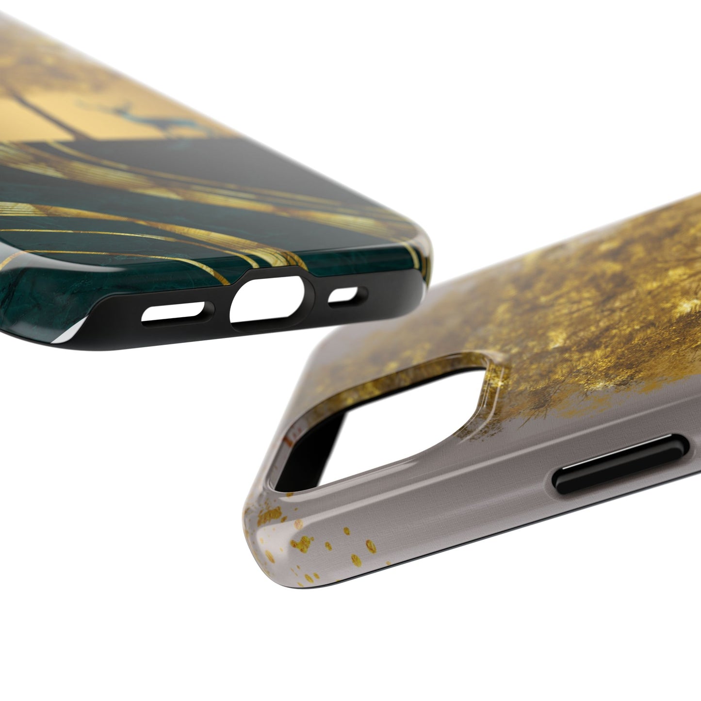 Elegant Wilderness Tough Phone Case - Golden Tree & Deer Design