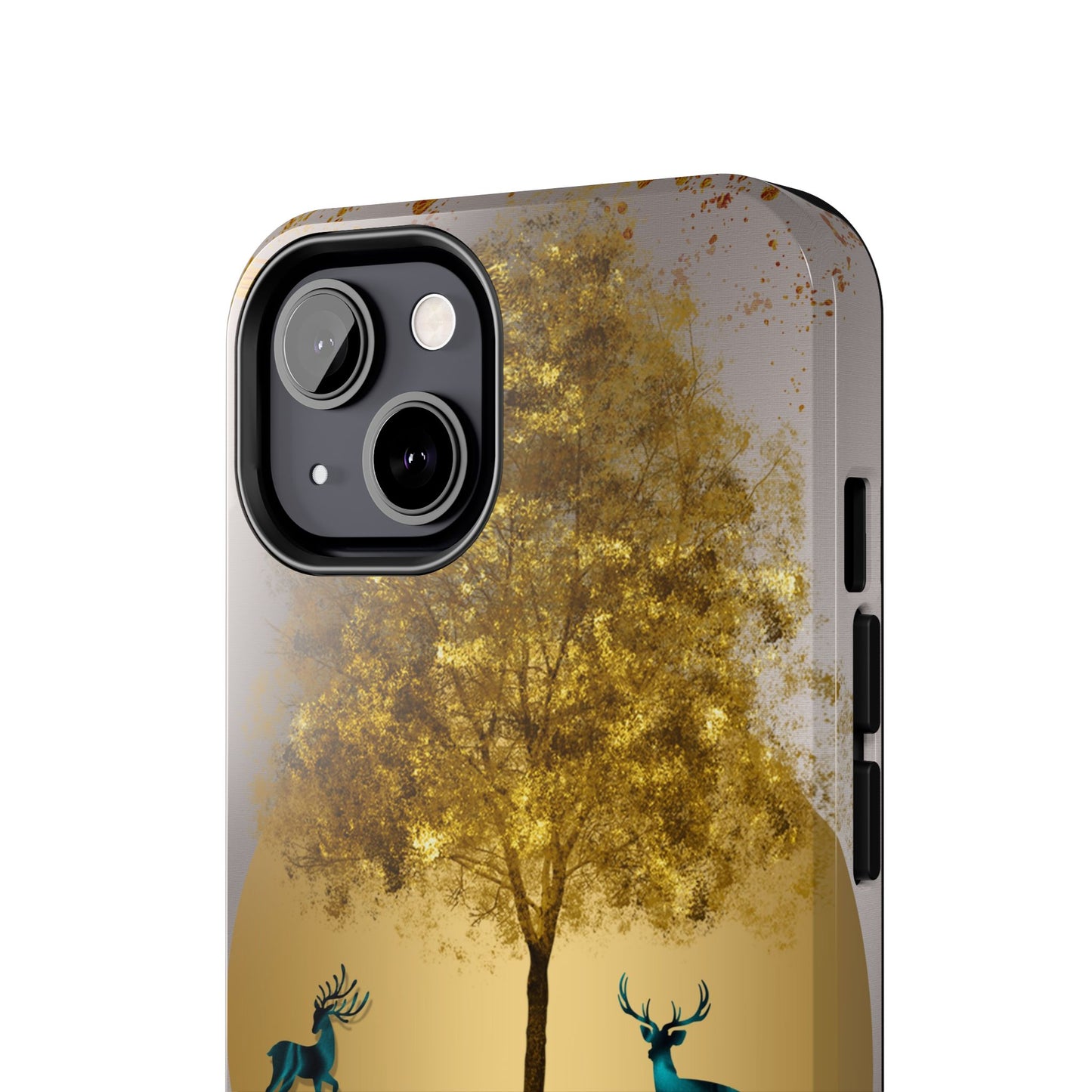 Elegant Wilderness Tough Phone Case - Golden Tree & Deer Design