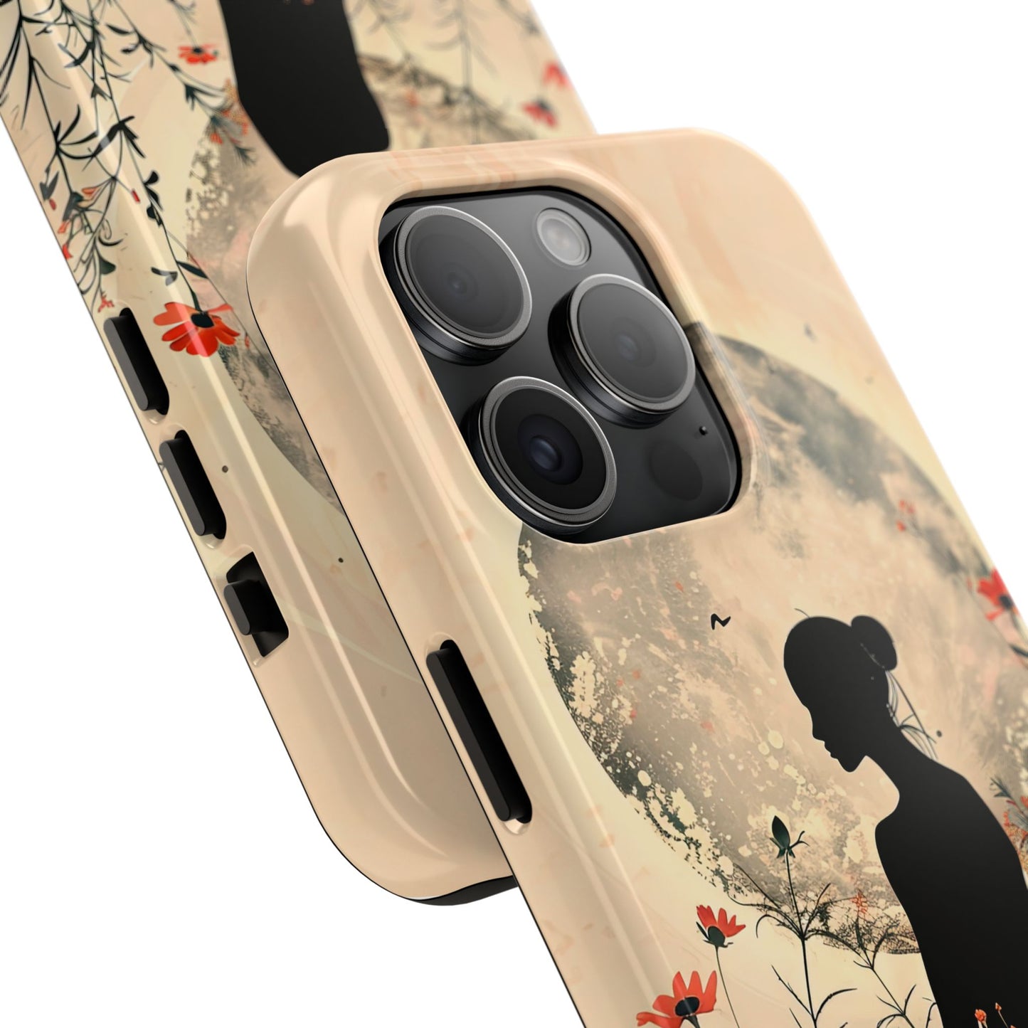 Meditative Vibe Tough Phone Case - Floral Silhouette Design