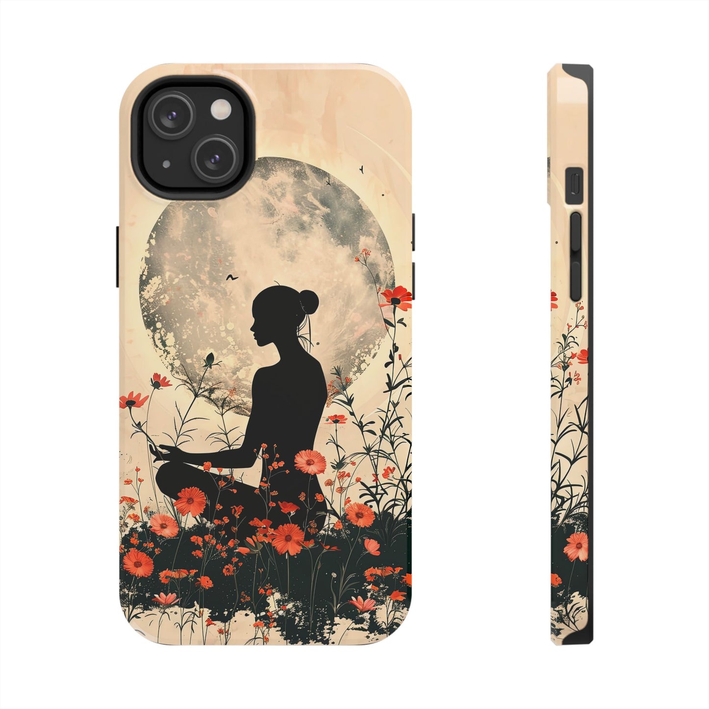 Meditative Vibe Tough Phone Case - Floral Silhouette Design