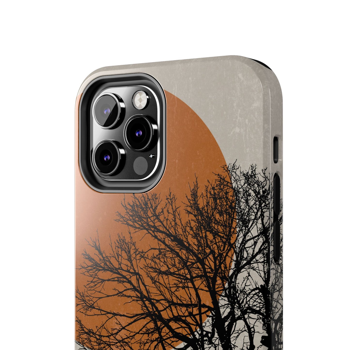 Artistic Tough Phone Case with Tree and Sunset Design