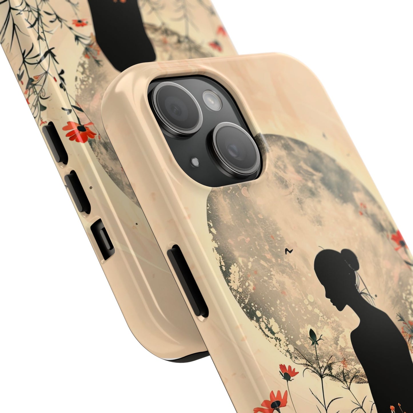 Meditative Vibe Tough Phone Case - Floral Silhouette Design