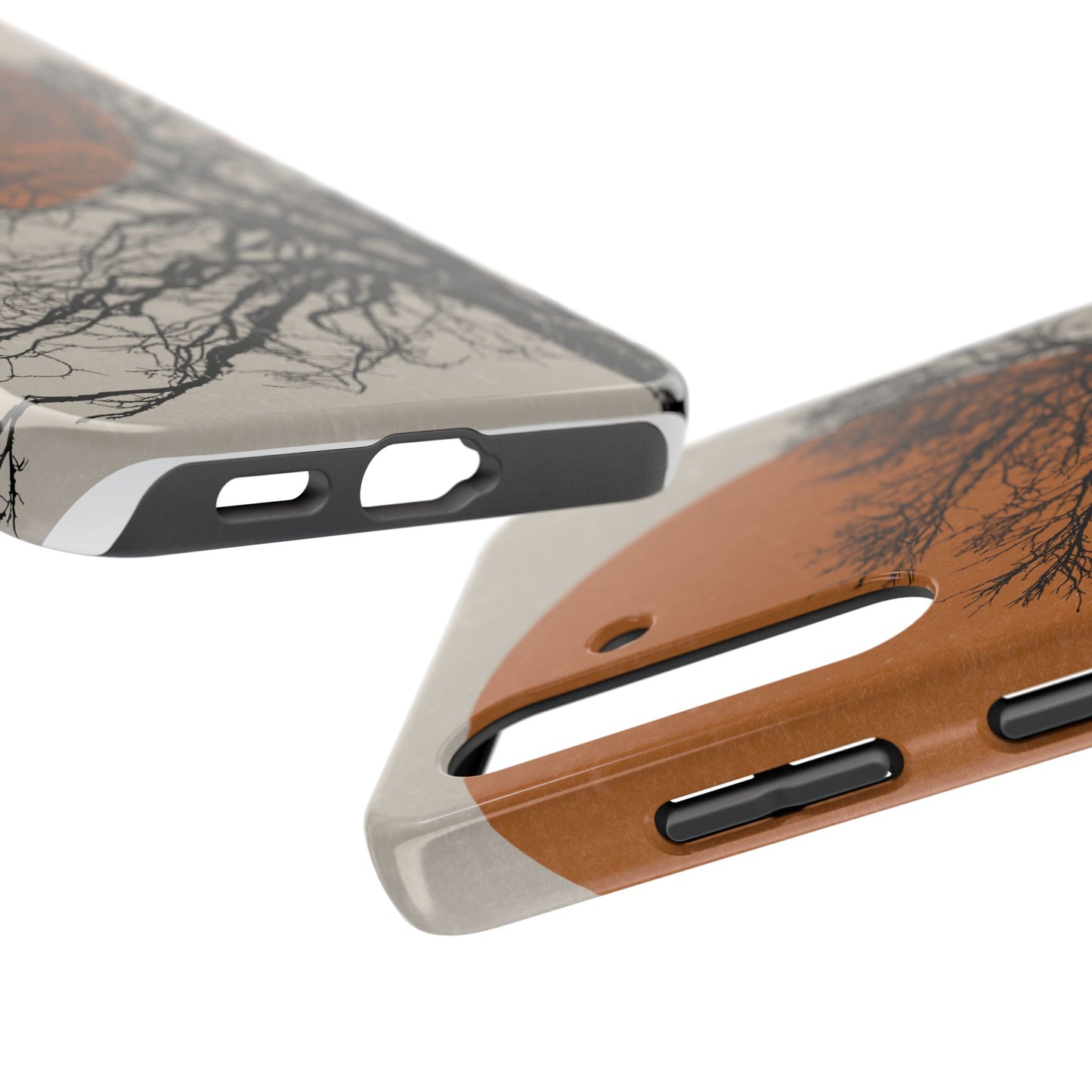 Artistic Tough Phone Case with Tree and Sunset Design