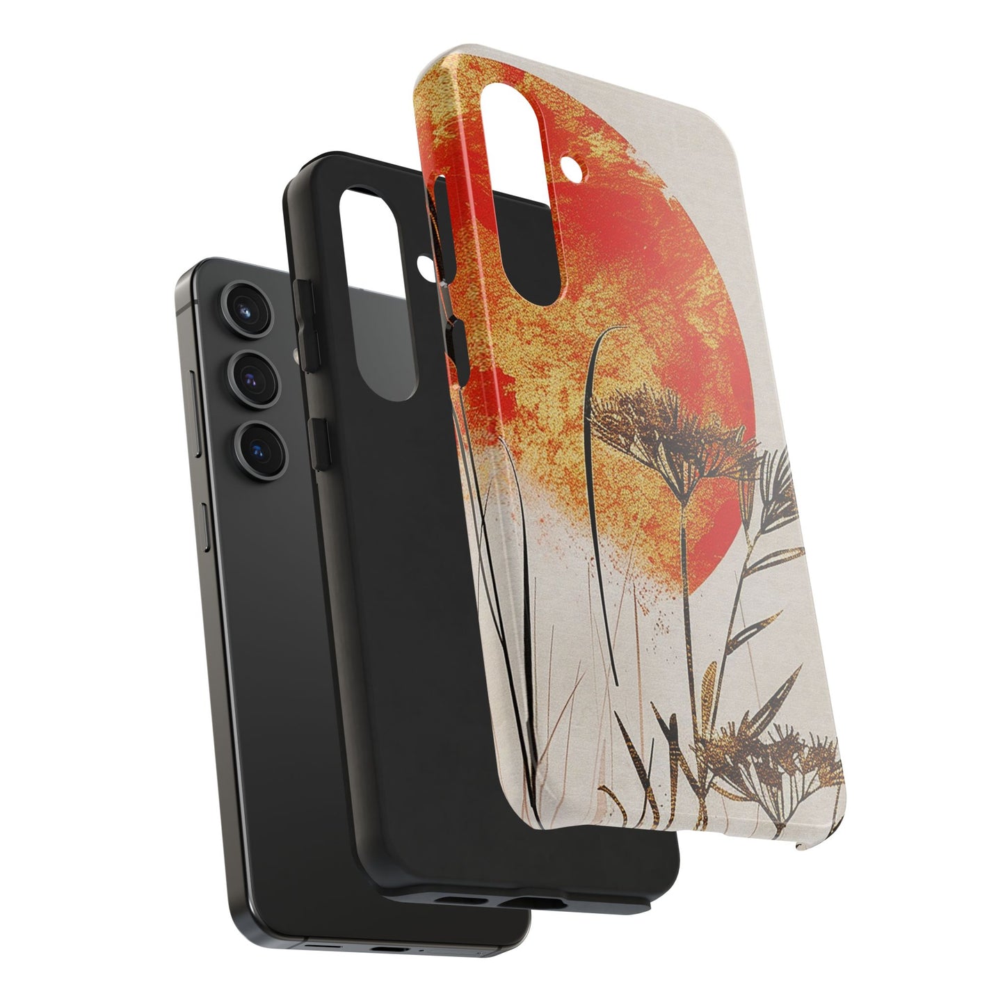 Artistic Floral Tough Phone Case - Sunset Design for Nature Lovers