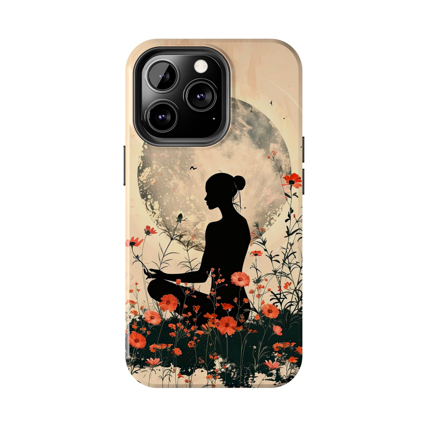 Meditative Vibe Tough Phone Case - Floral Silhouette Design