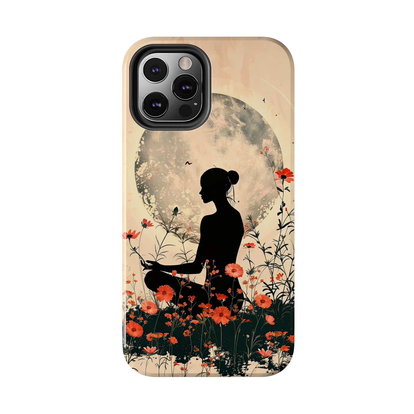 Meditative Vibe Tough Phone Case - Floral Silhouette Design