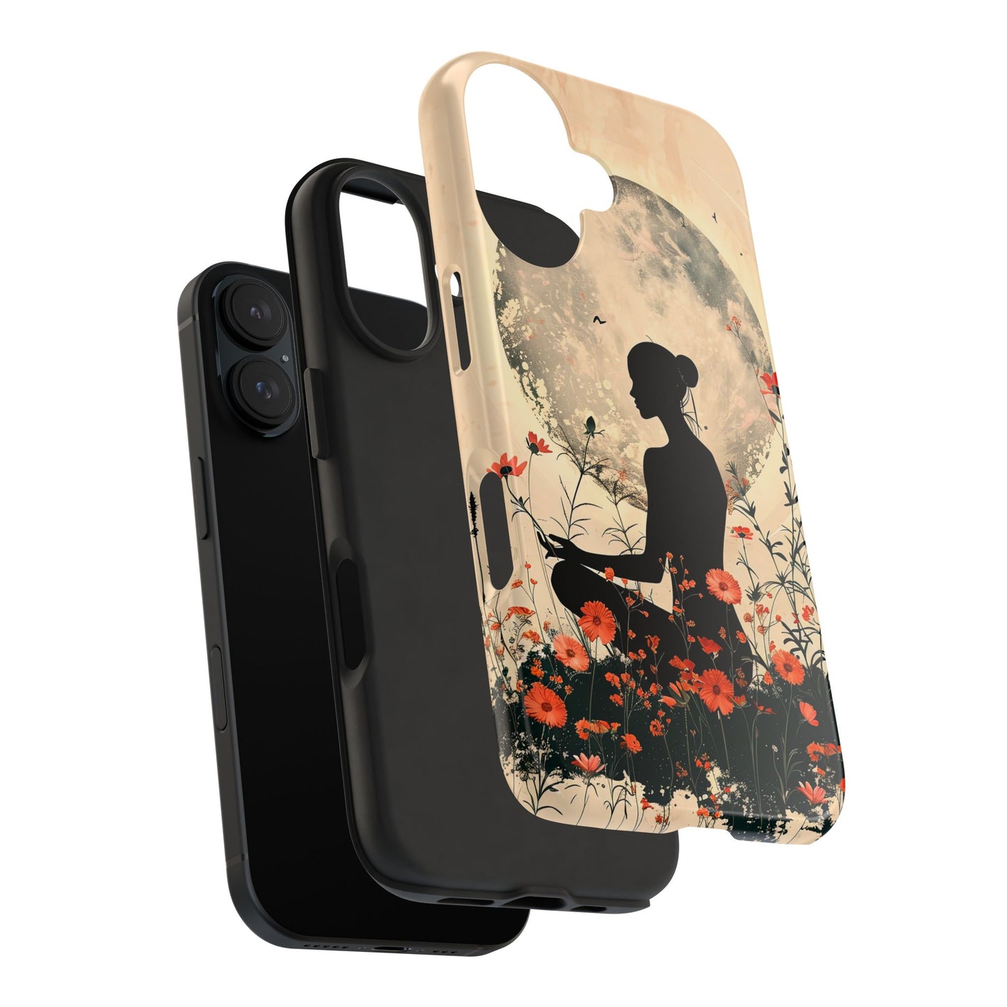 Meditative Vibe Tough Phone Case - Floral Silhouette Design