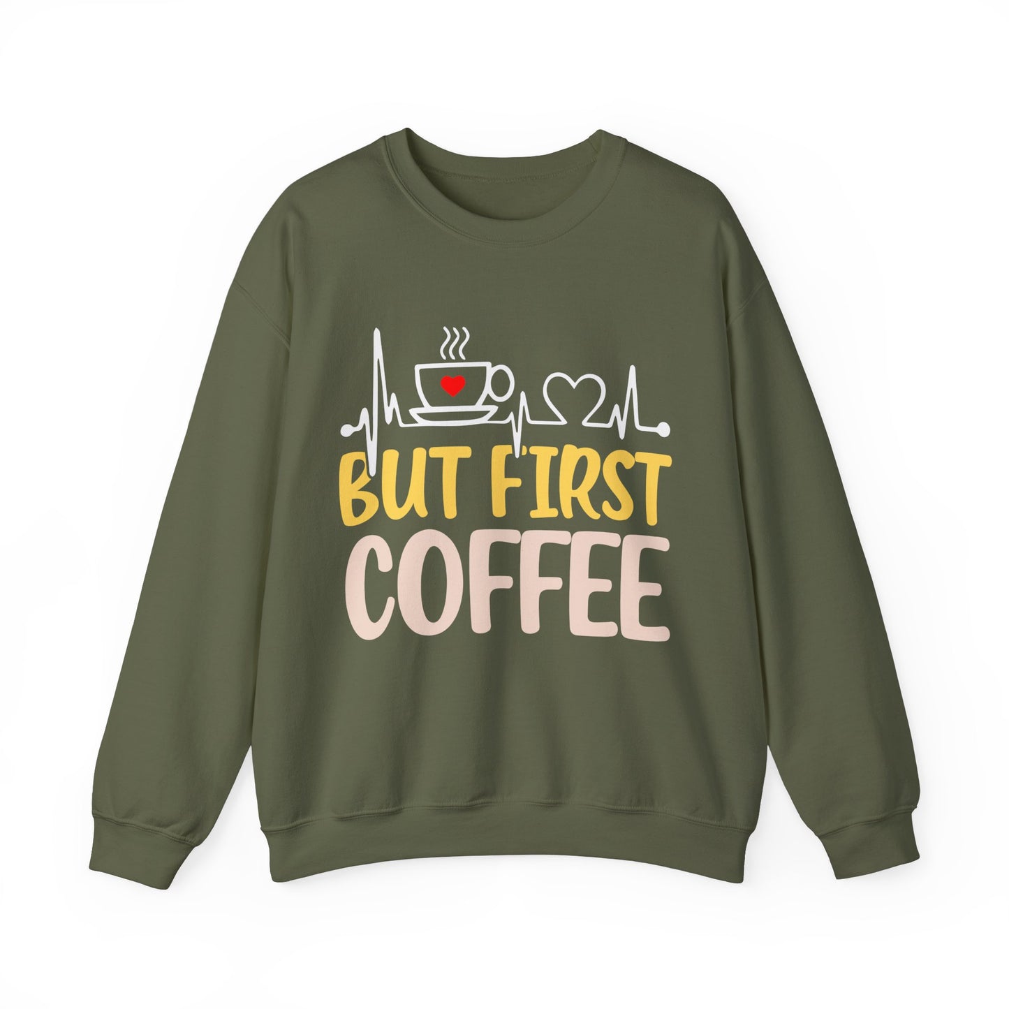 But First Coffee Sweatshirt - Cozy Unisex Crewneck for Coffee Lovers