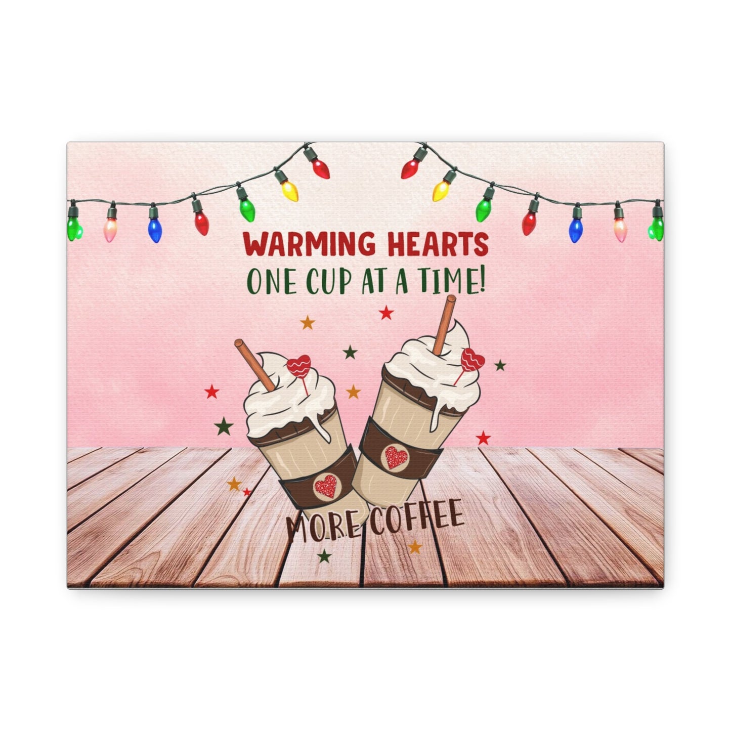Warm Coffee Canvas Print, Holiday Decor, Kitchen Art, Gift for Coffee Lovers, Cozy Home Decoration, Warming Hearts Art