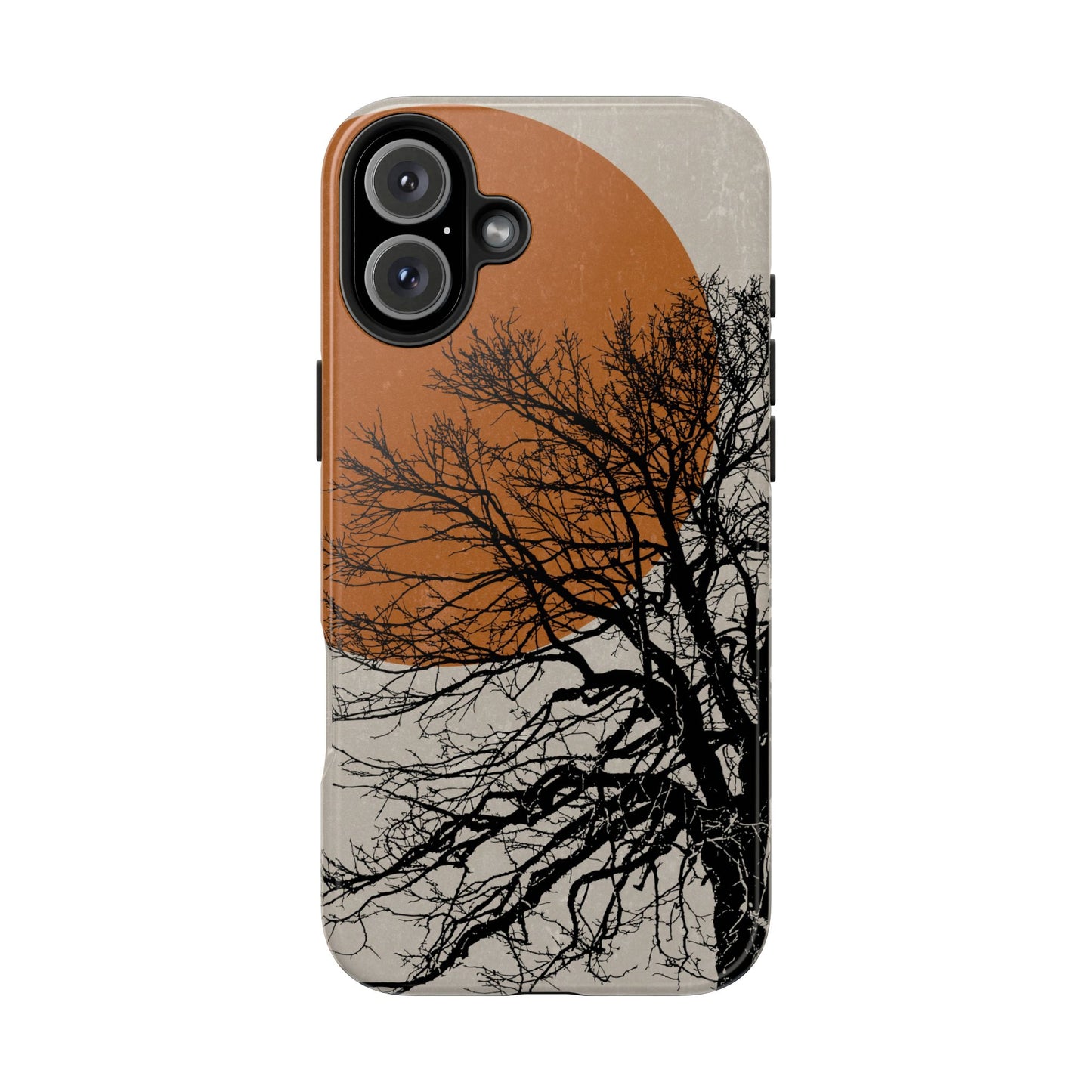 Artistic Tough Phone Case with Tree and Sunset Design