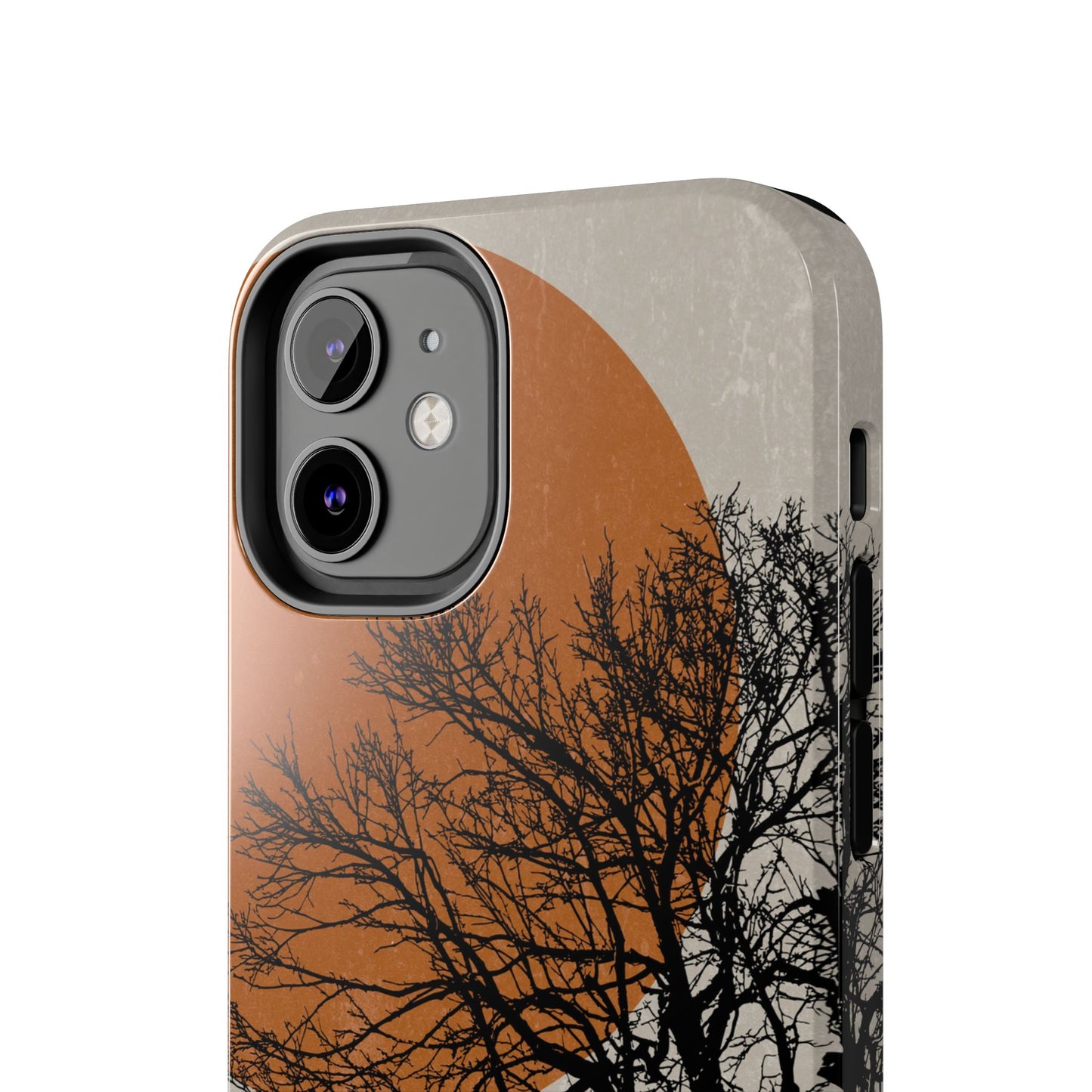Artistic Tough Phone Case with Tree and Sunset Design