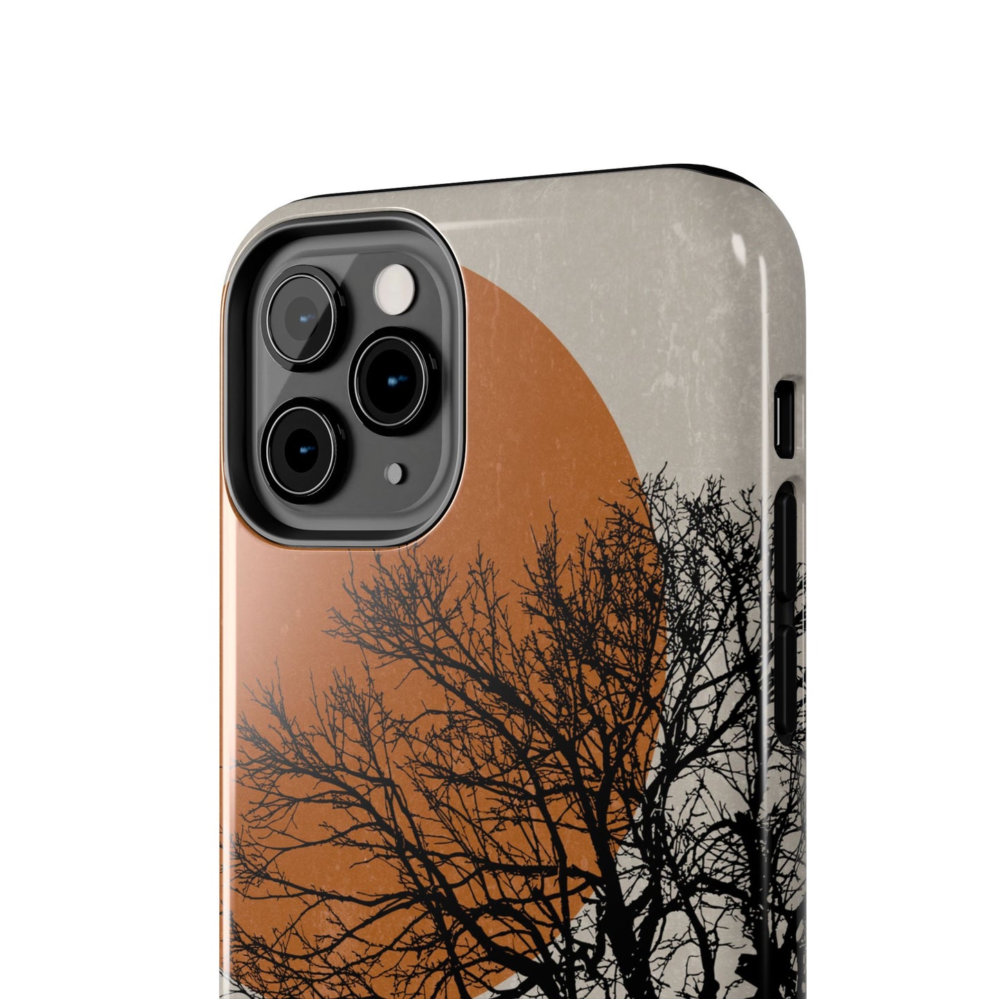 Artistic Tough Phone Case with Tree and Sunset Design