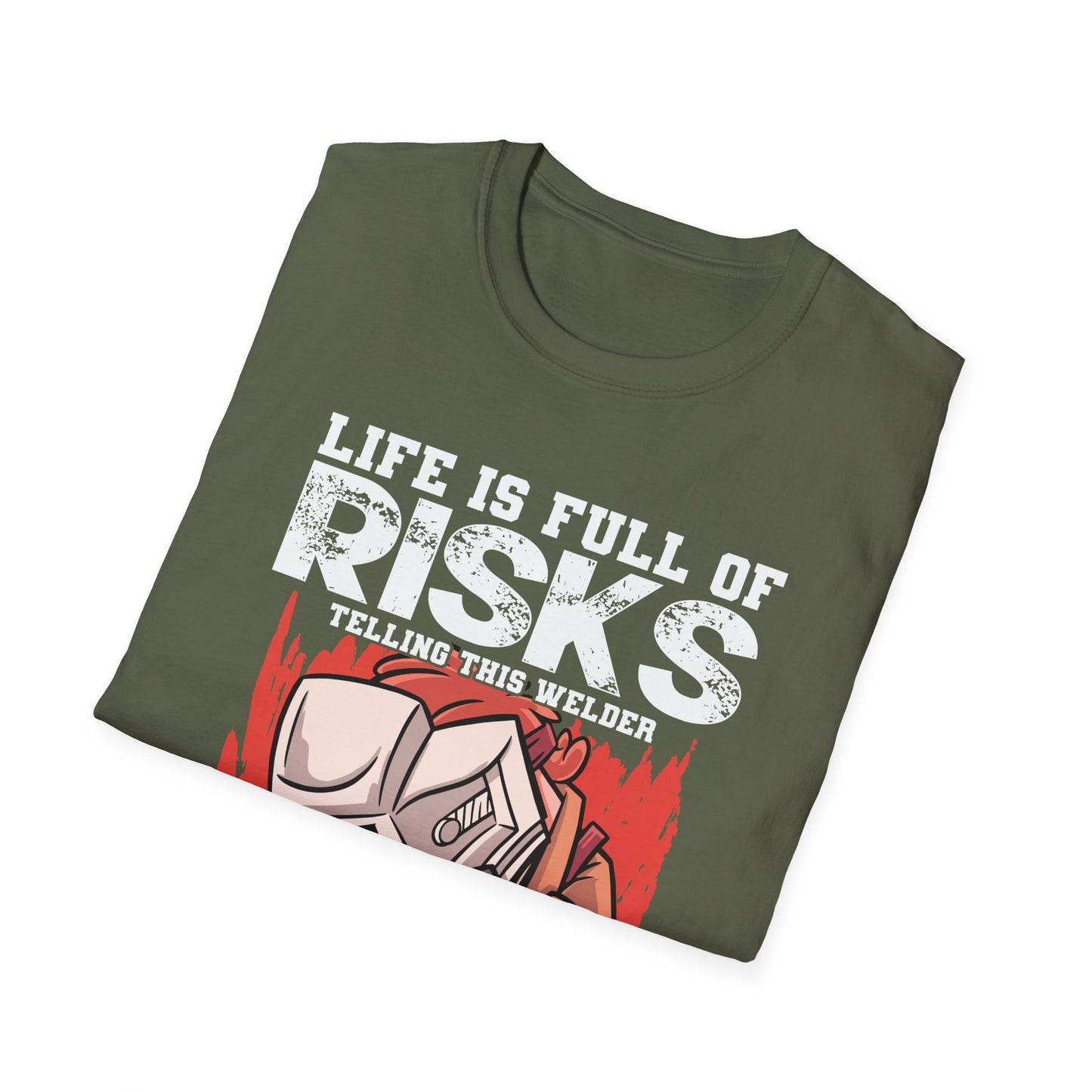 Welding Risks Unisex Softstyle T-Shirt - Perfect for Welders and Safety Enthusiasts