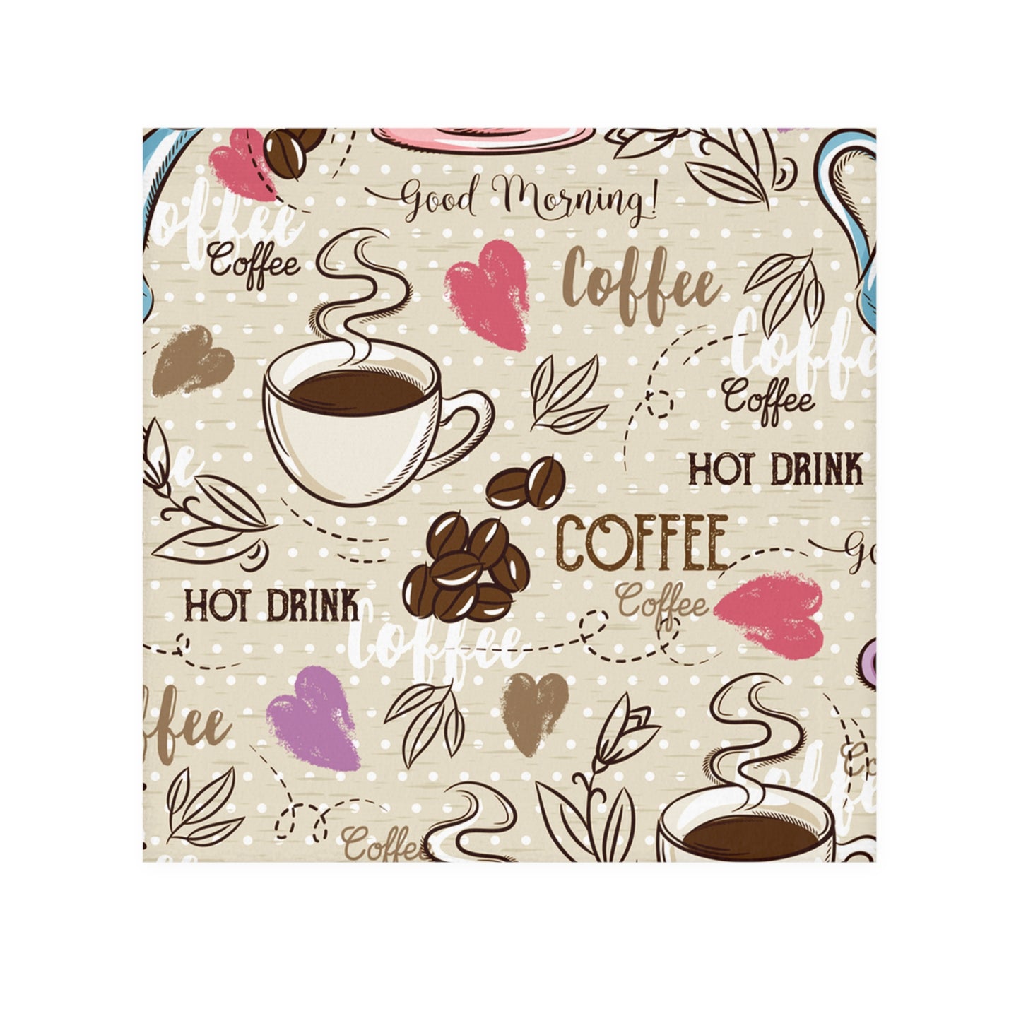 Coffee-Themed Face Towel, Cute Kitchen Towel, Good Morning Gift, Coffee Lover Decor, Home & Kitchen Essentials