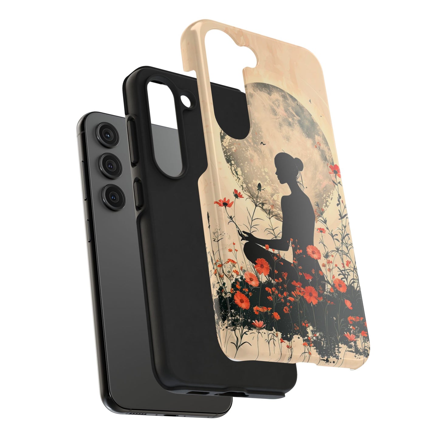 Meditative Vibe Tough Phone Case - Floral Silhouette Design