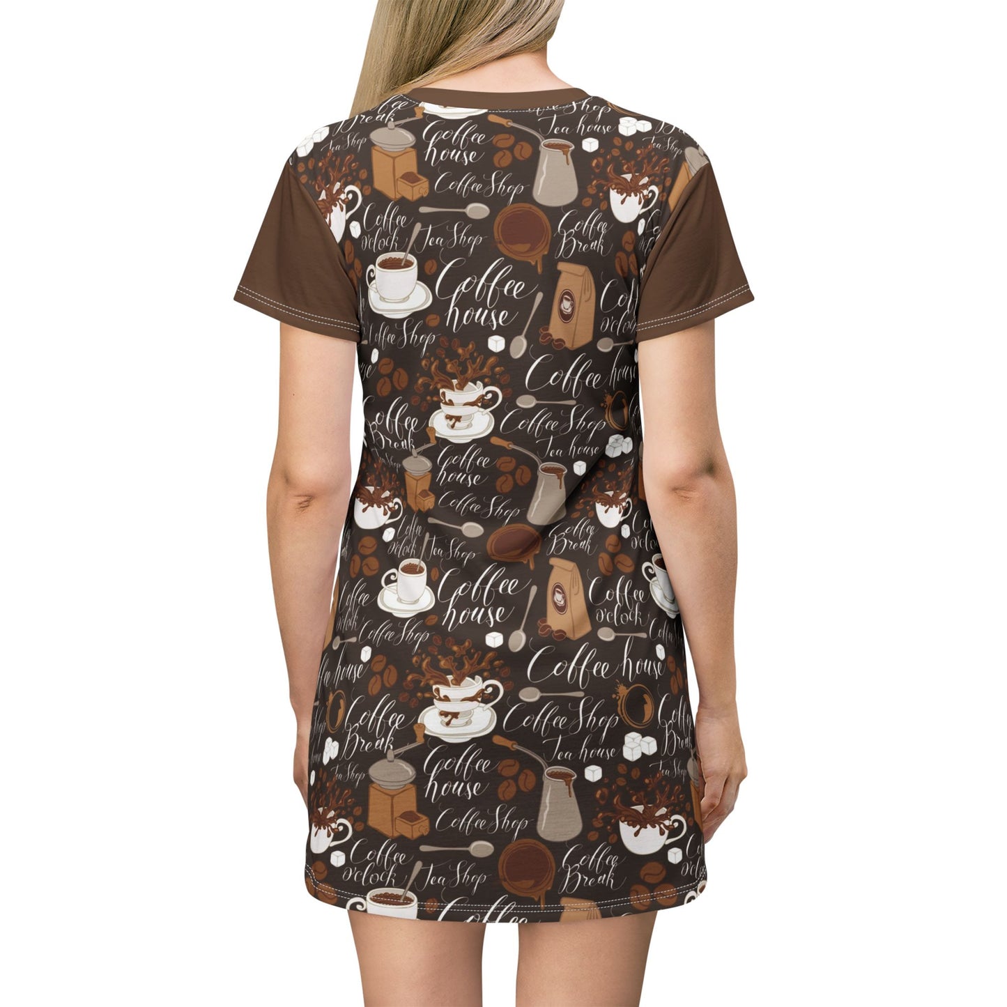 Coffee Lover T-Shirt Dress - Cozy Cafe Vibes