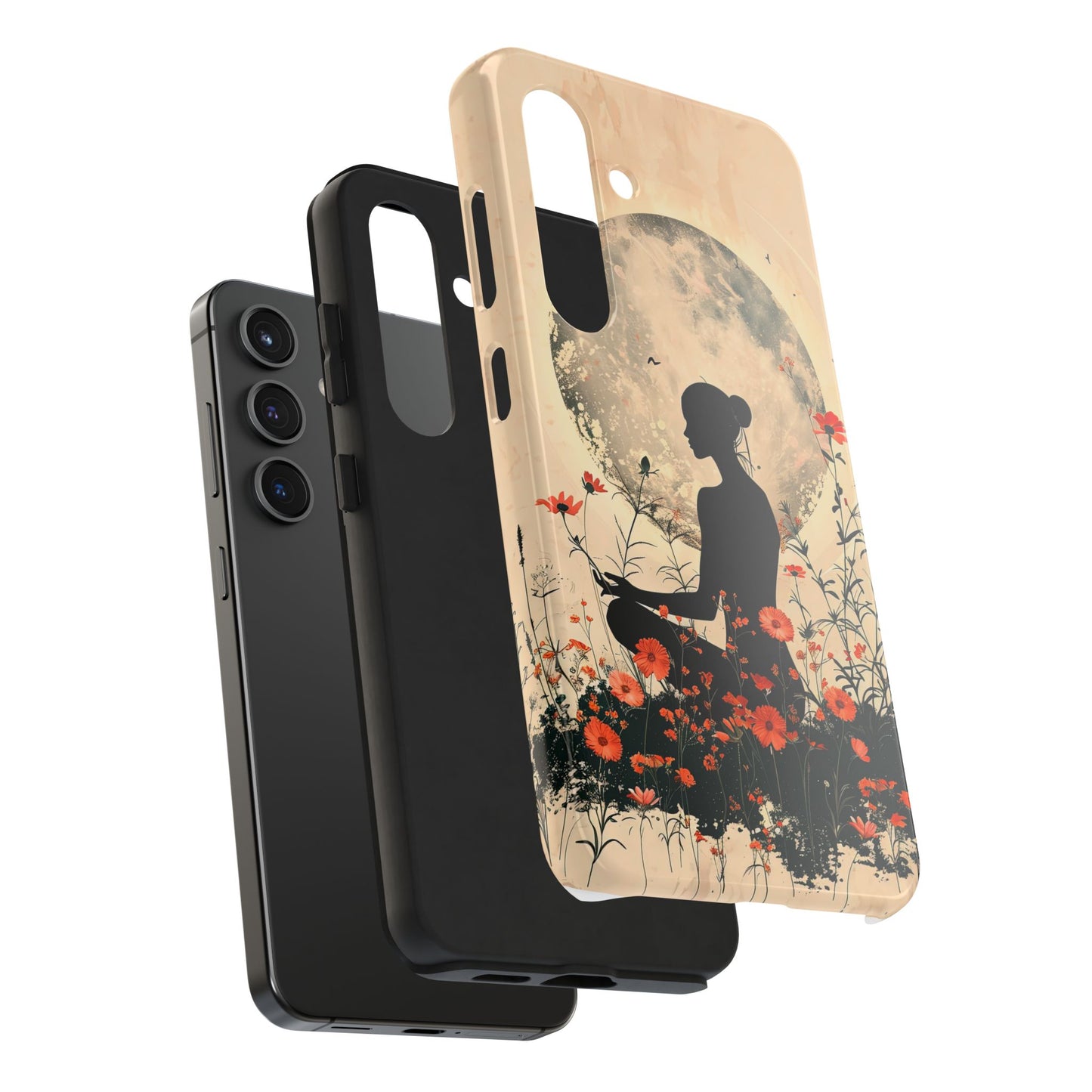 Meditative Vibe Tough Phone Case - Floral Silhouette Design