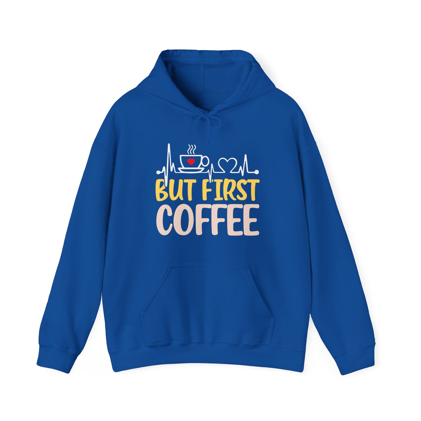 But First Coffee Hoodie - Unisex Heavy Blend Sweatshirt for Coffee Lovers
