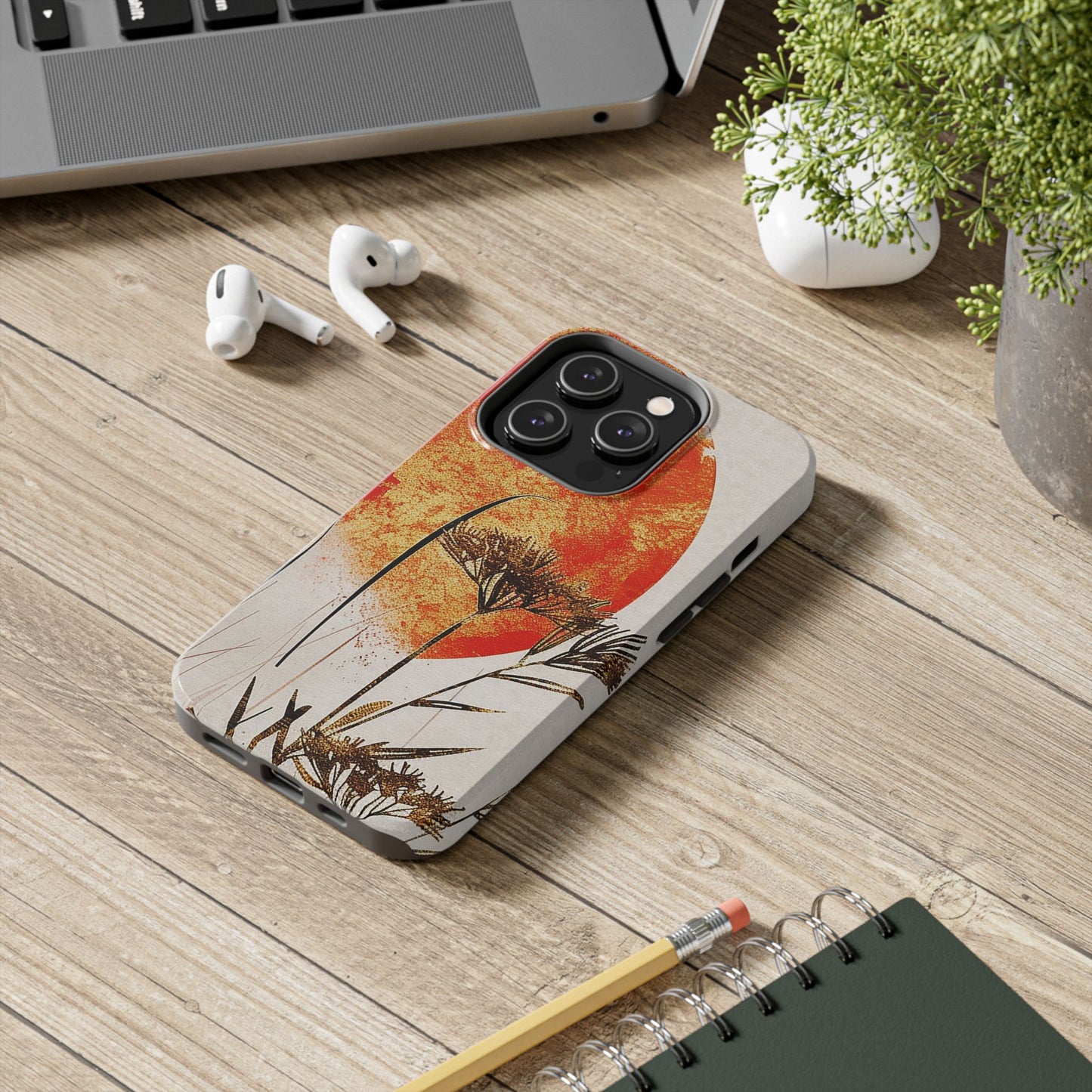 Artistic Floral Tough Phone Case - Sunset Design for Nature Lovers