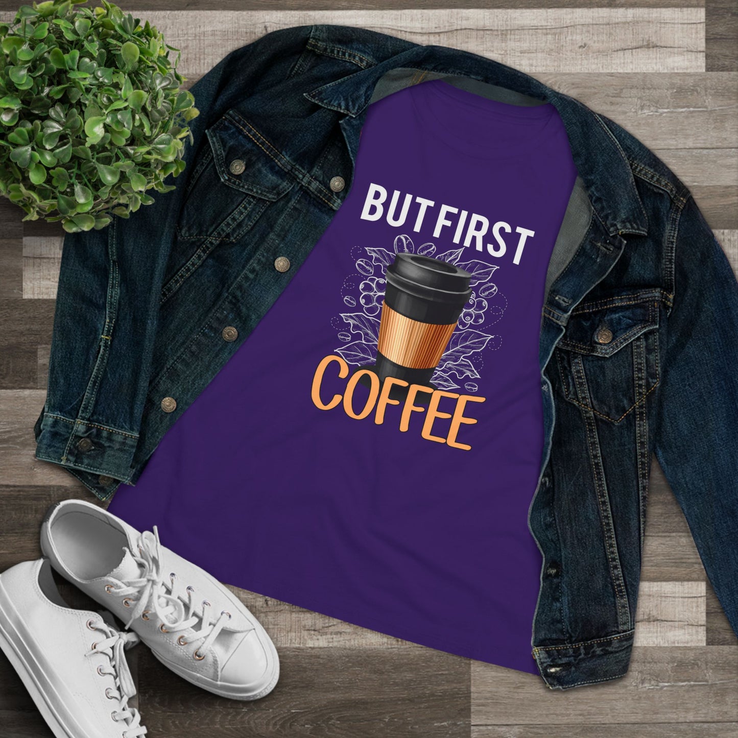 But First Coffee Women's Cotton Tee, Coffee Lover Shirt, Casual T-Shirt, Gift for Her, Everyday Wear, Trendy Graphic Tee