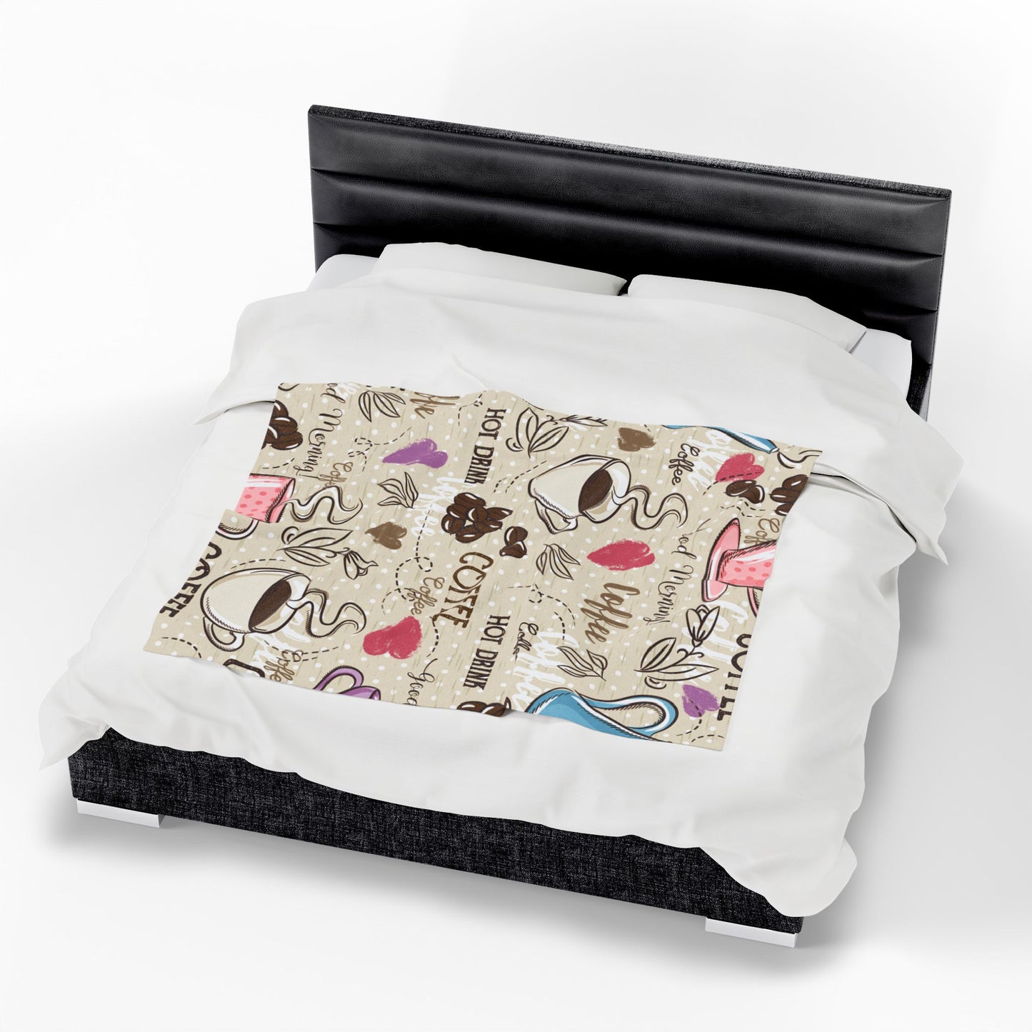 Coffee Lover's Velveteen Plush Blanket - Cozy Morning Hot Drink Design