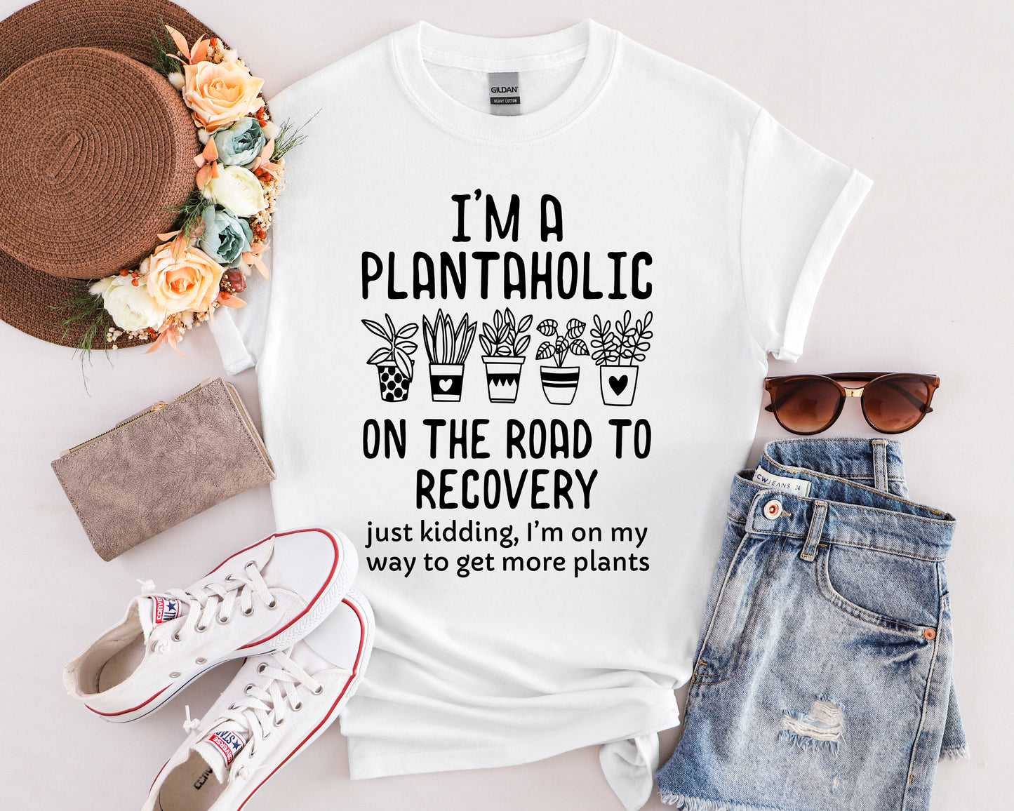 Funny Plant Lover - I'm a Plantaholic on the Road to Recovery Gardening T-Shirt