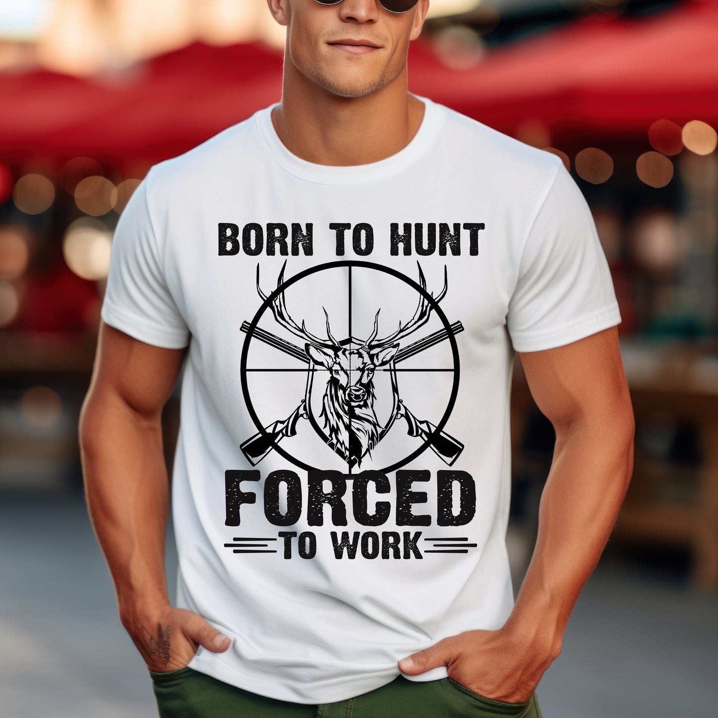 Born to Hunt Forced to Work Unisex Softstyle T-Shirt