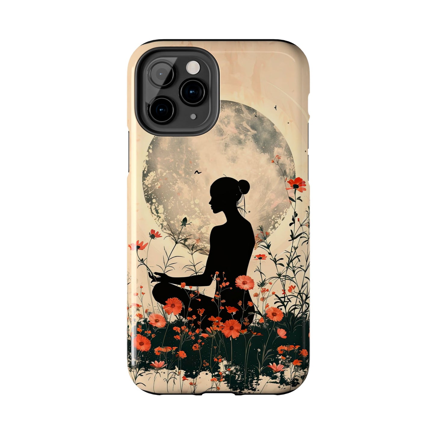 Meditative Vibe Tough Phone Case - Floral Silhouette Design