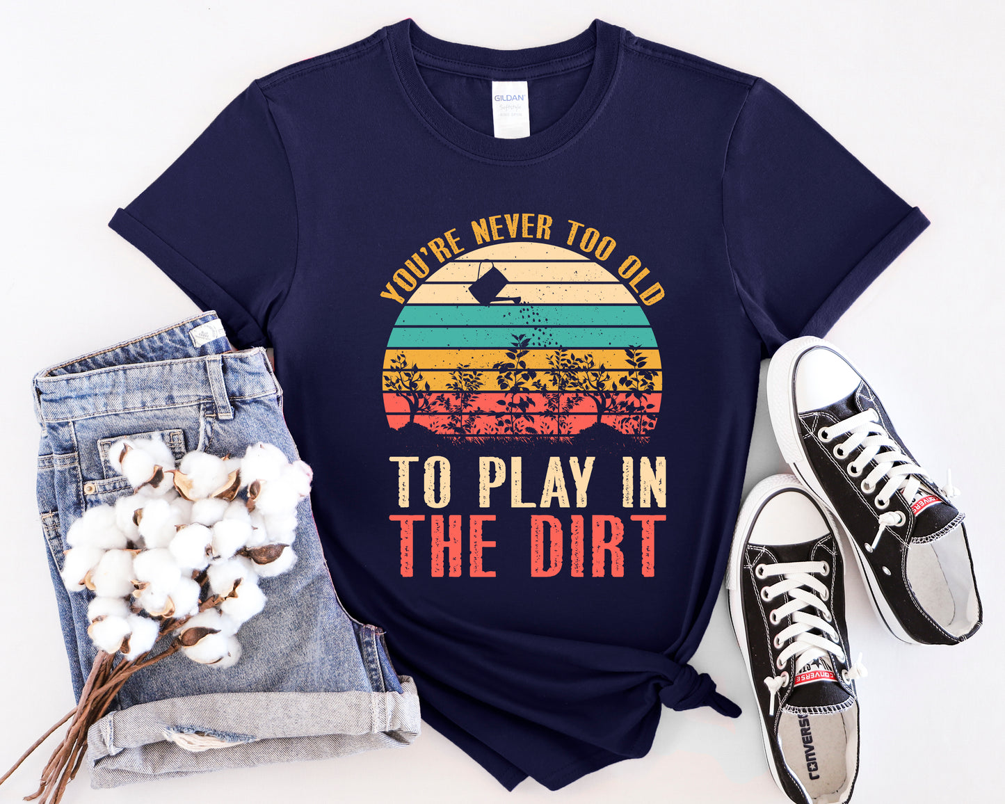 Vintage Play in the Dirt Unisex Softstyle T-Shirt - Fun Outdoor Gardening Tees for All Ages
