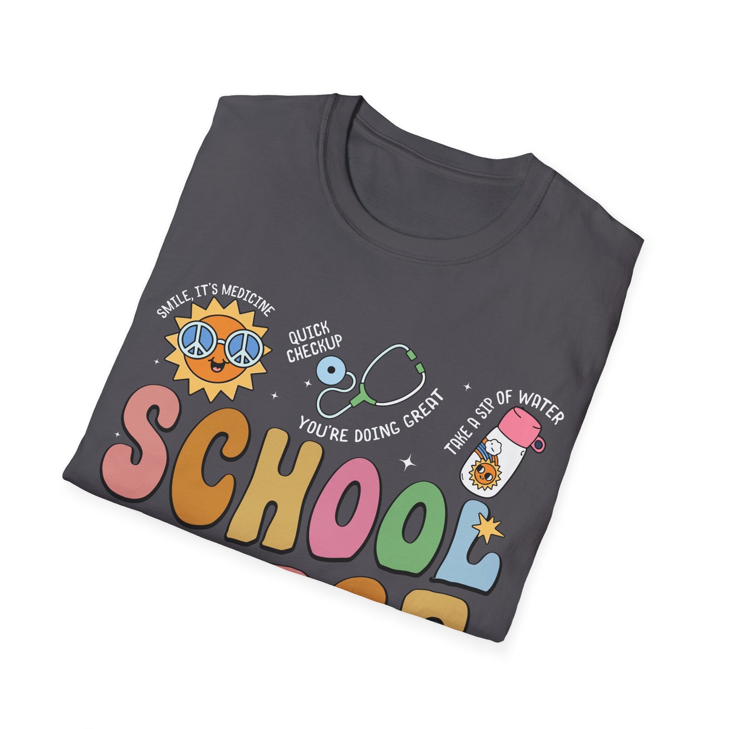 School Nurse Unisex Softstyle T-Shirt - Fun & Colorful Design for Education Professionals