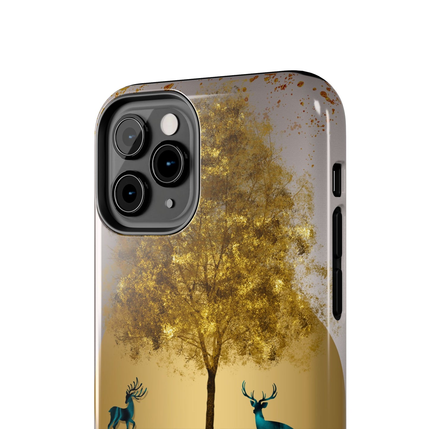 Elegant Wilderness Tough Phone Case - Golden Tree & Deer Design