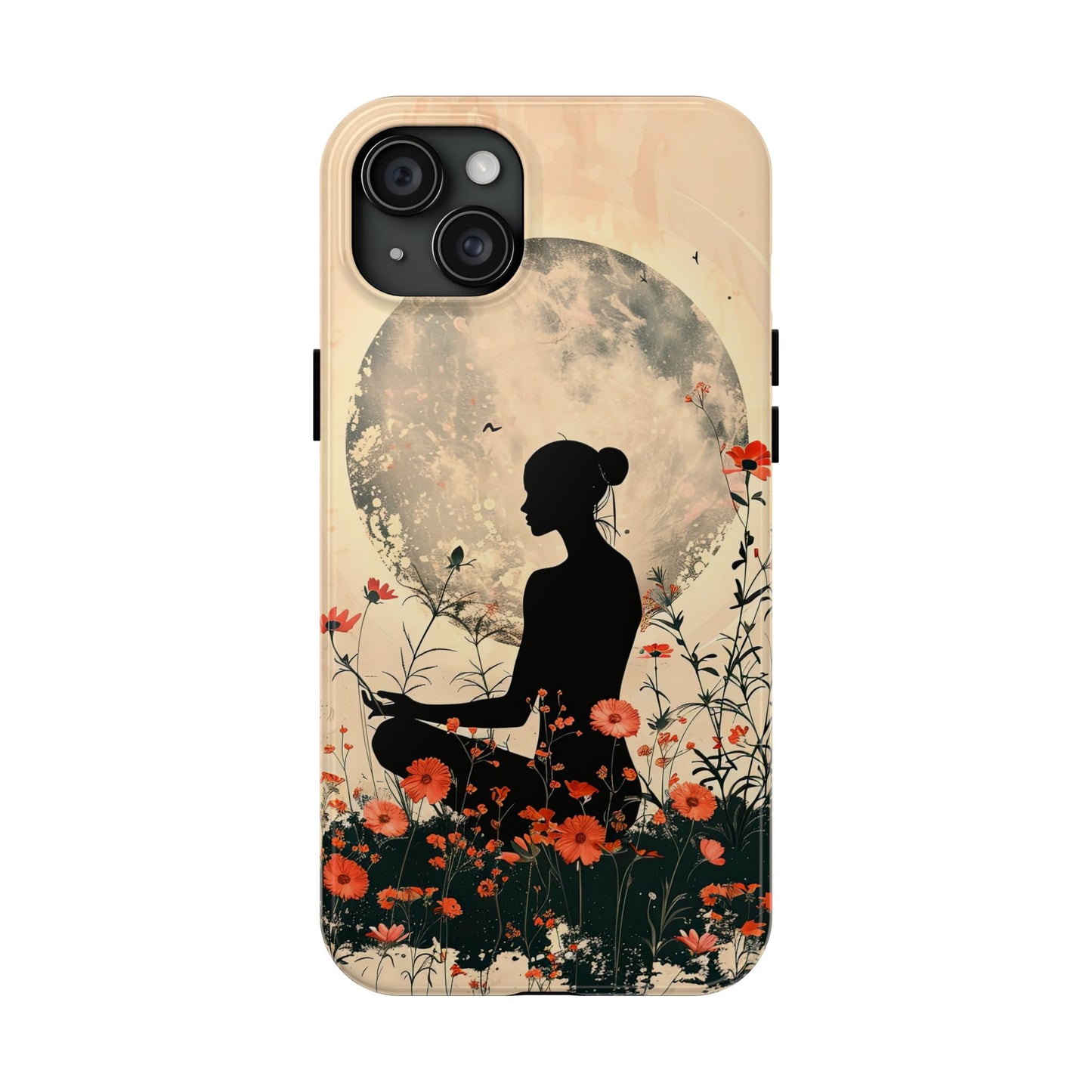 Meditative Vibe Tough Phone Case - Floral Silhouette Design