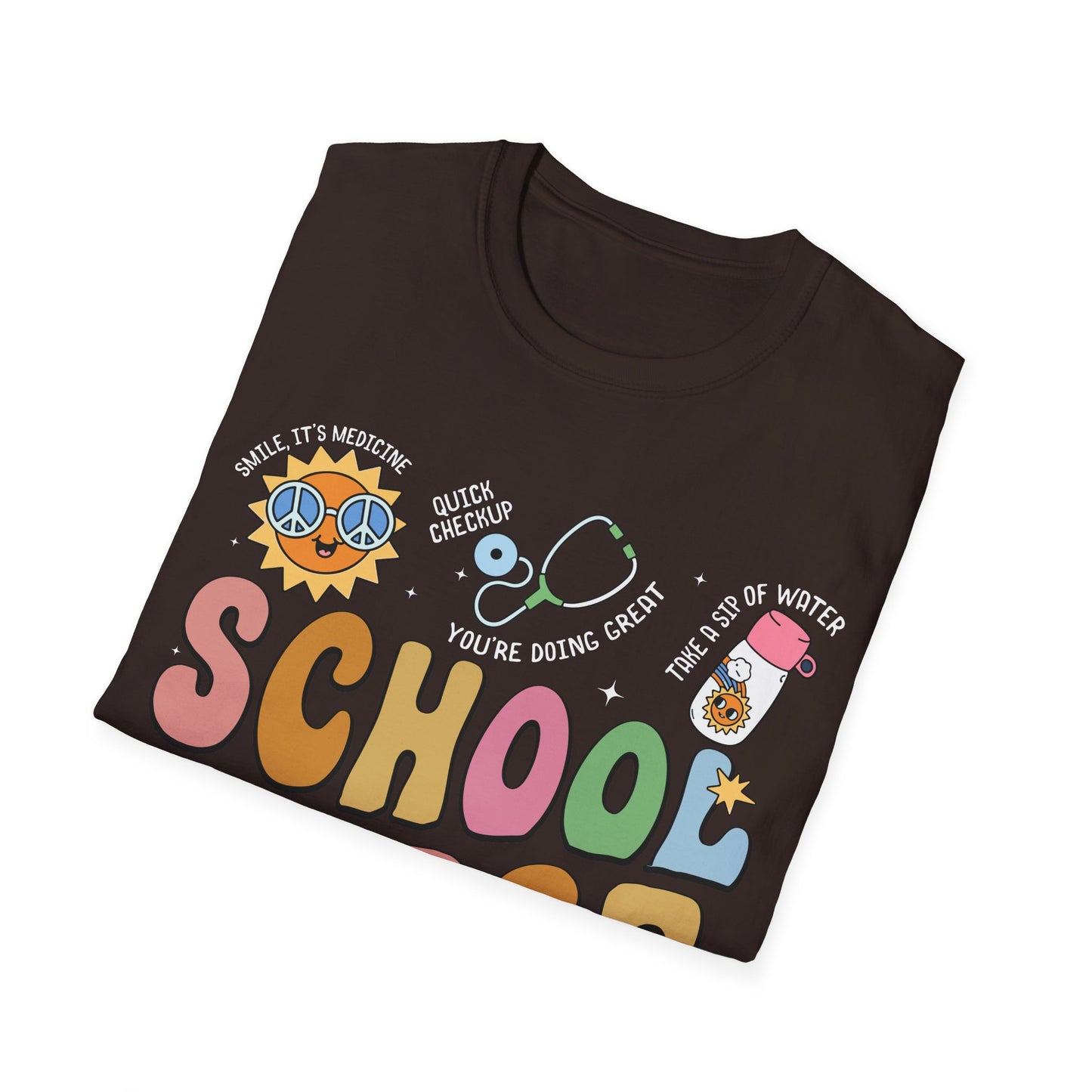 School Nurse Unisex Softstyle T-Shirt - Fun & Colorful Design for Education Professionals