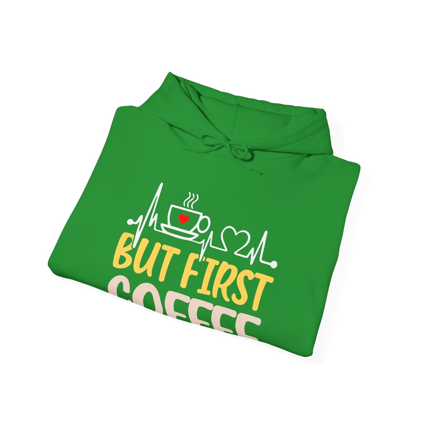 But First Coffee Hoodie - Unisex Heavy Blend Sweatshirt for Coffee Lovers