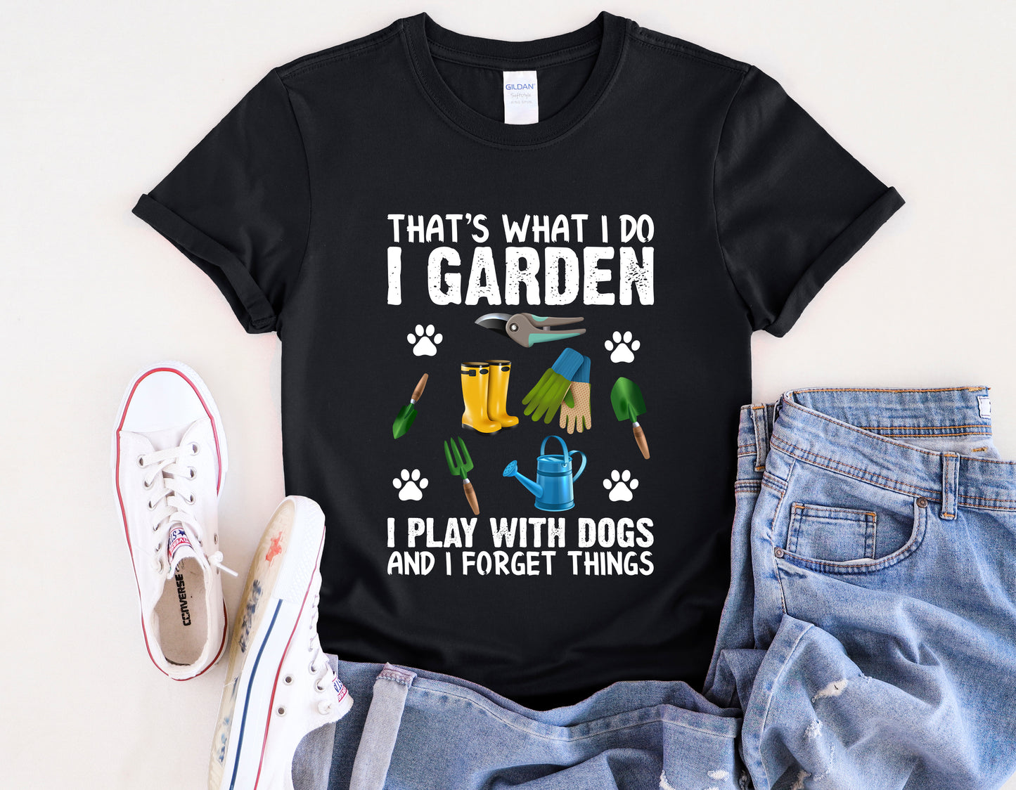 Funny Gardening Dog Lovers Unisex T-Shirt - "That's What I Do" Gardening & Dog Play T-Shirt