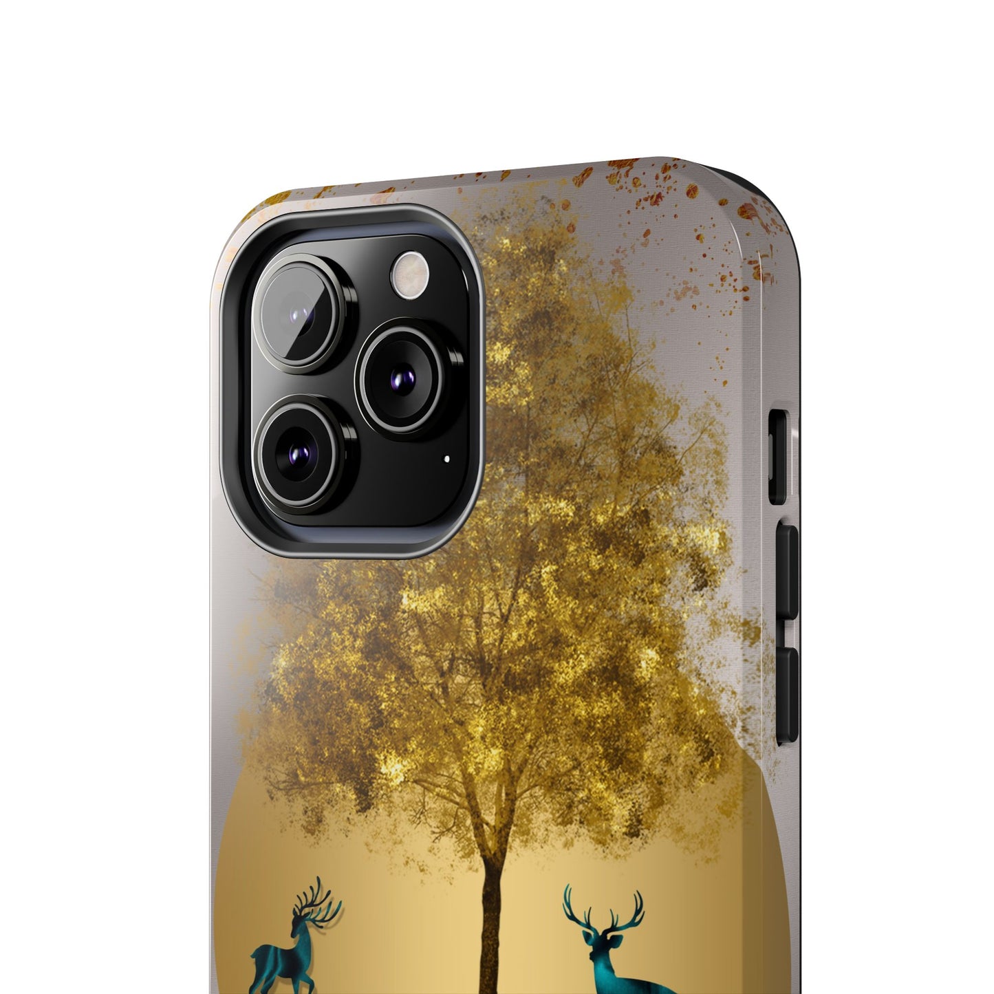 Elegant Wilderness Tough Phone Case - Golden Tree & Deer Design