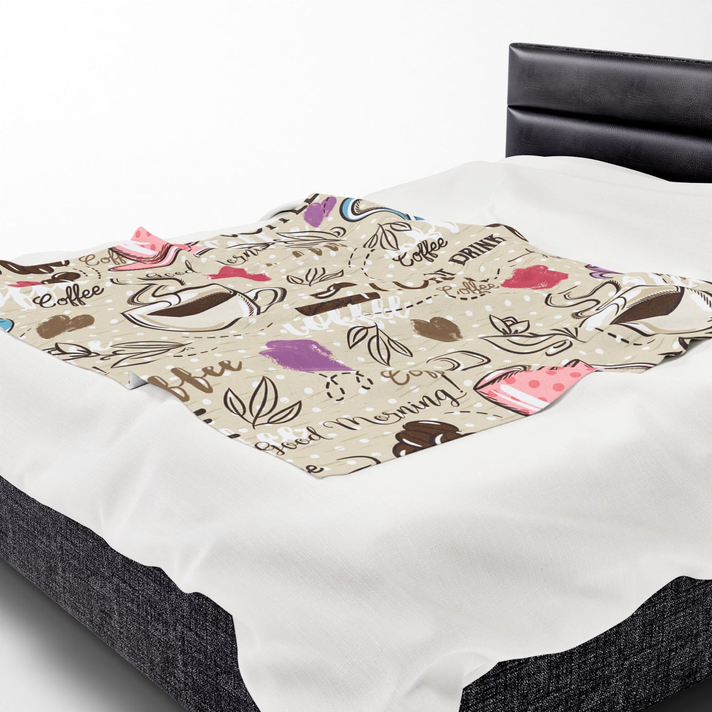 Coffee Lover's Velveteen Plush Blanket - Cozy Morning Hot Drink Design