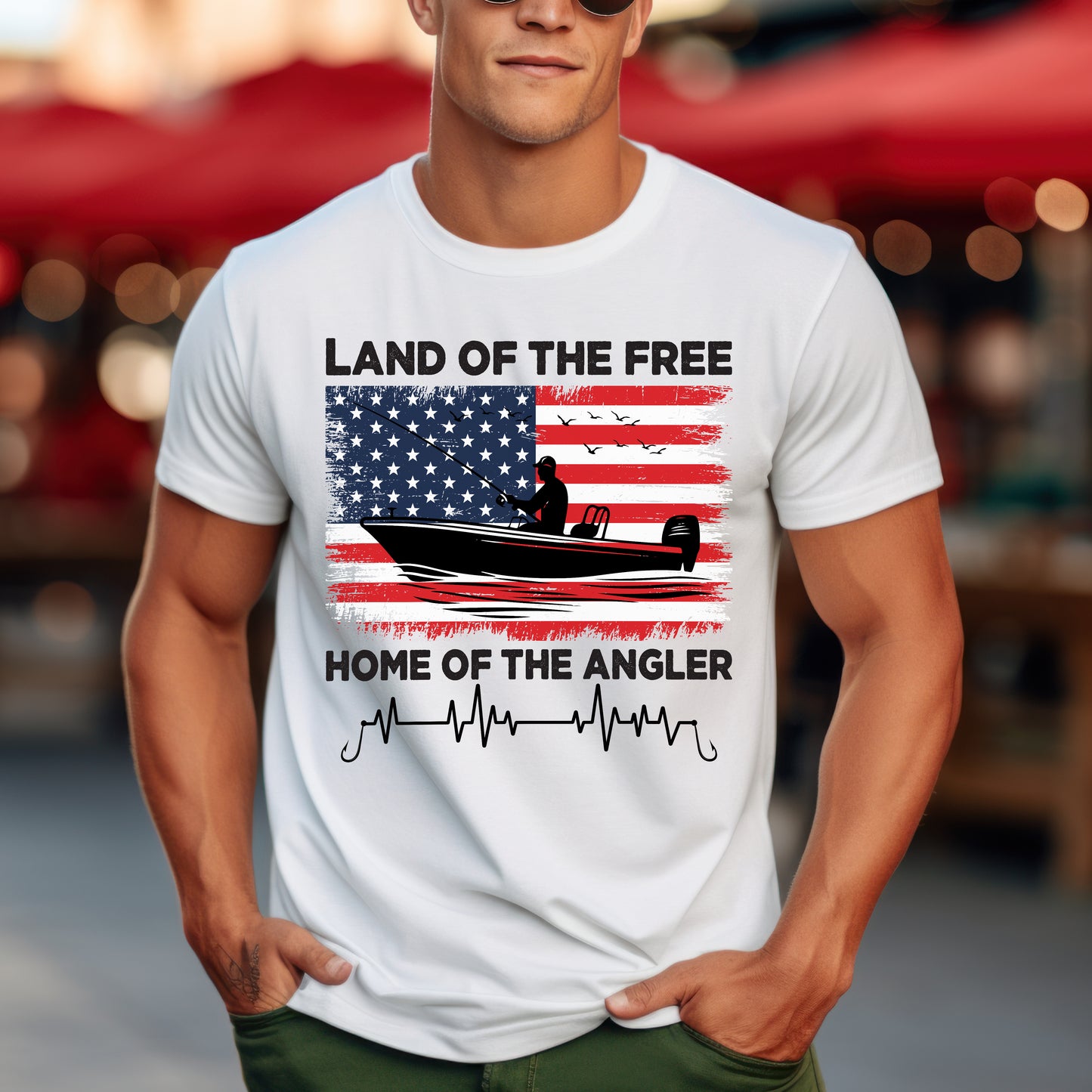 Land of the Free Fishing T-Shirt | Home of the Angler Graphic Tee for Outdoor Enthusiasts