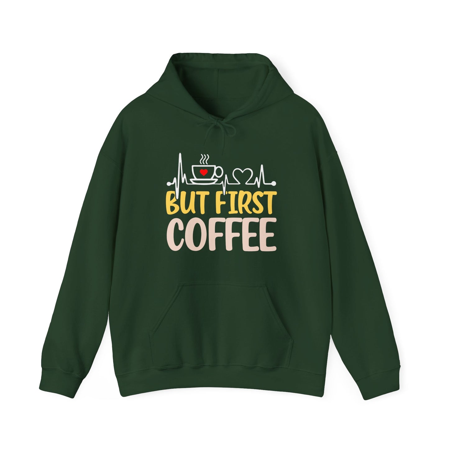 But First Coffee Hoodie - Unisex Heavy Blend Sweatshirt for Coffee Lovers