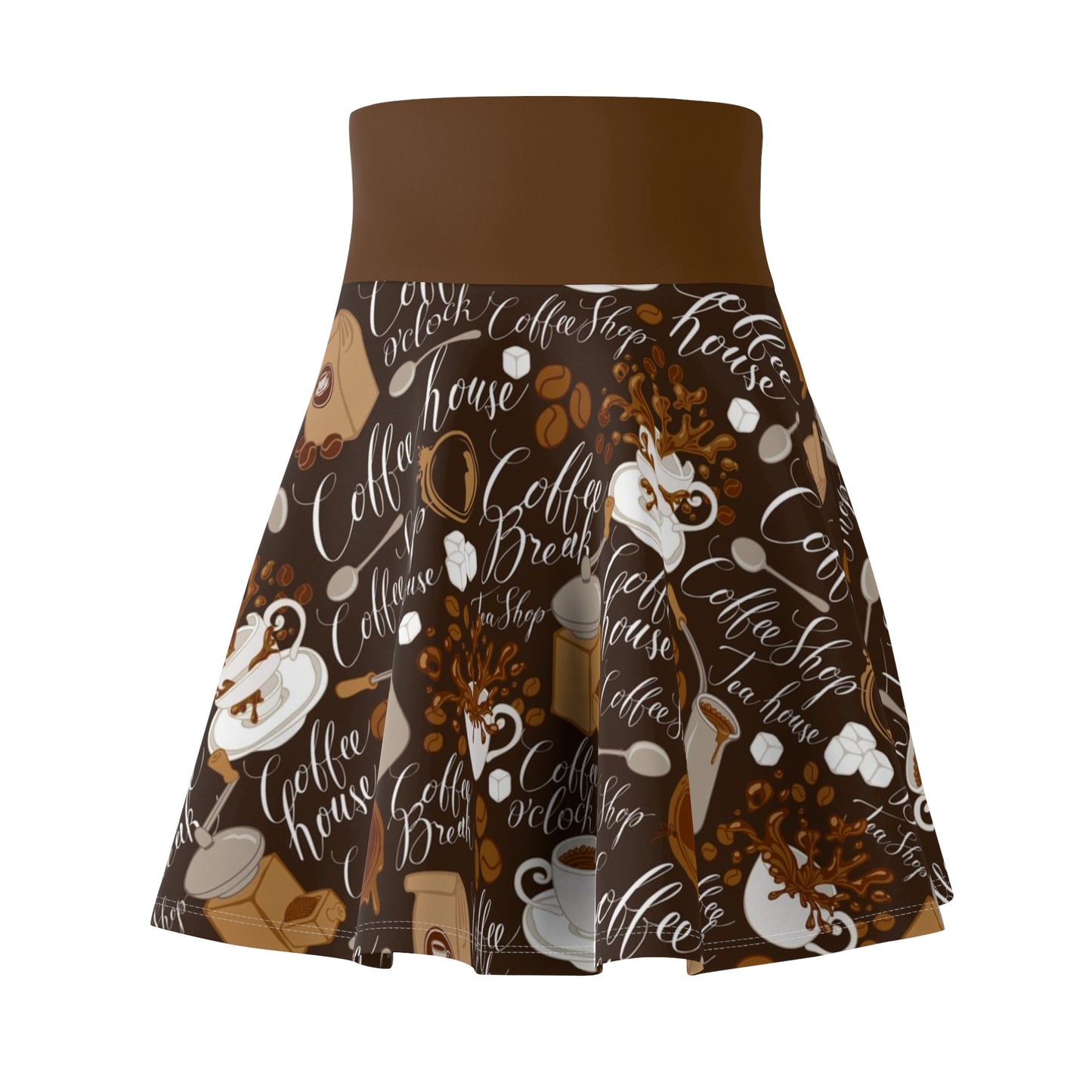Coffee Lover's Women's Skater Skirt - Trendy Coffee Shop Design