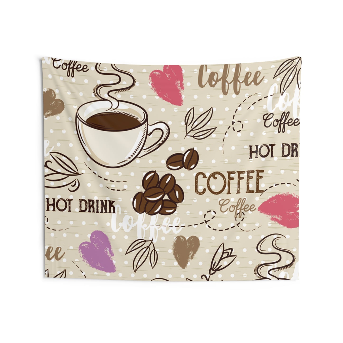 Cozy Coffee Indoor Wall Tapestry - Home Decor, Bohemian Wall Art, Coffee Lover Gift, Living Room Wall Hanging, Aesthetic Tapestry