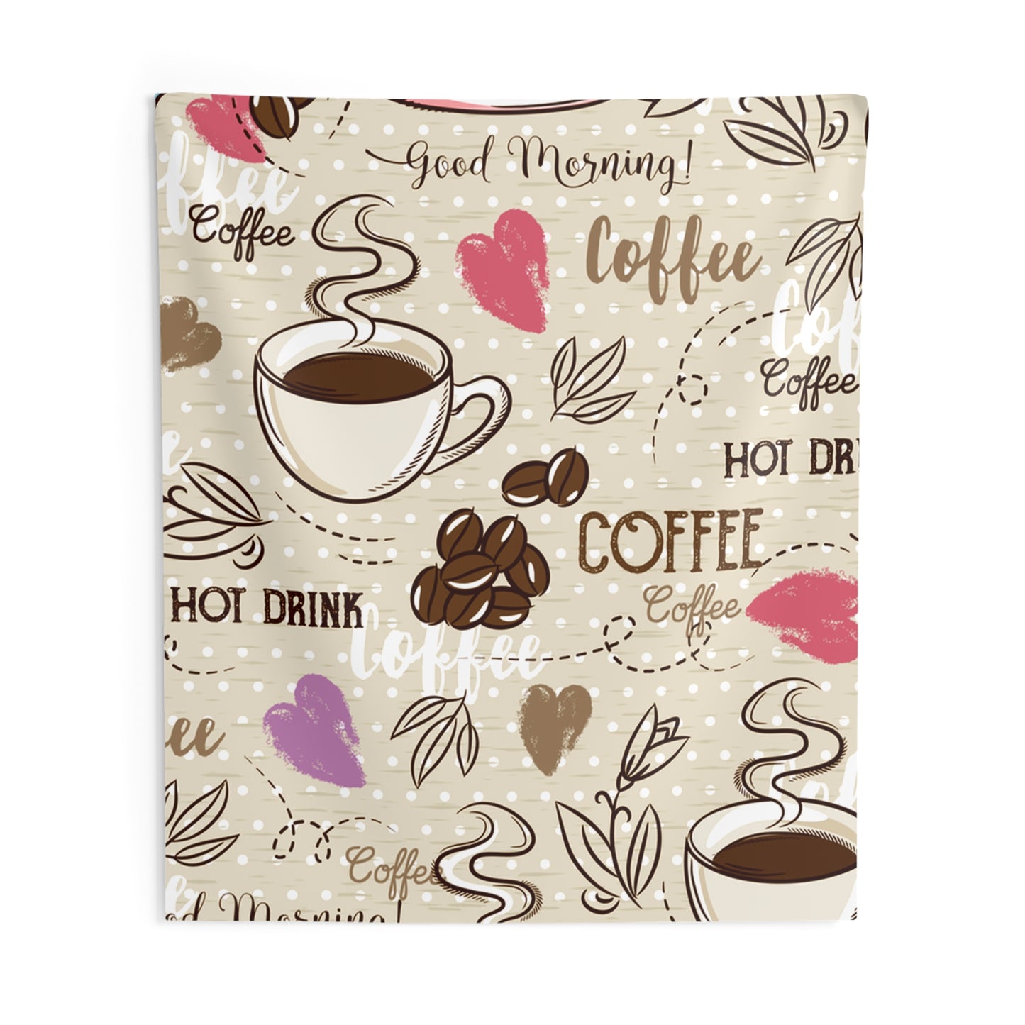 Cozy Coffee Indoor Wall Tapestry - Home Decor, Bohemian Wall Art, Coffee Lover Gift, Living Room Wall Hanging, Aesthetic Tapestry