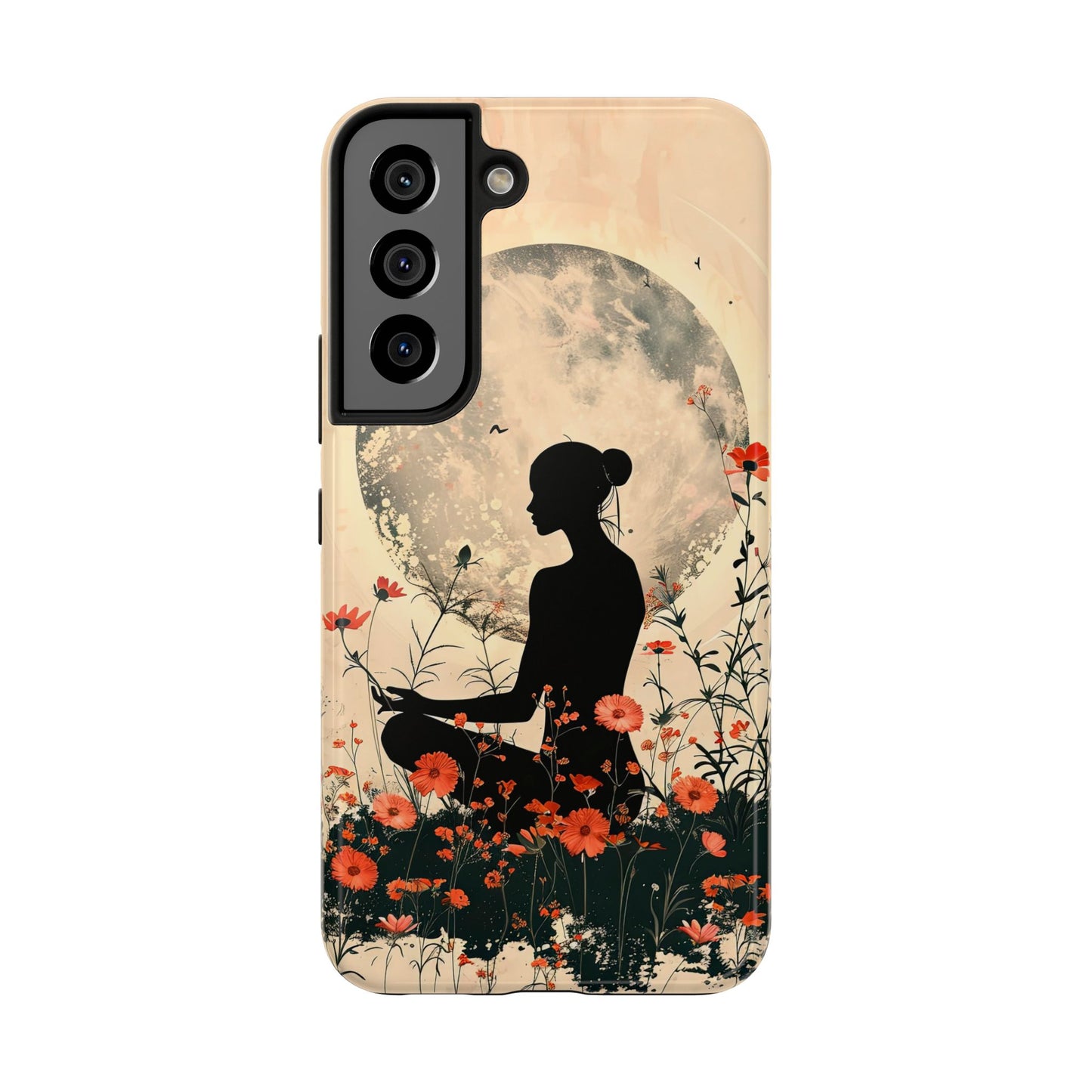Meditative Vibe Tough Phone Case - Floral Silhouette Design
