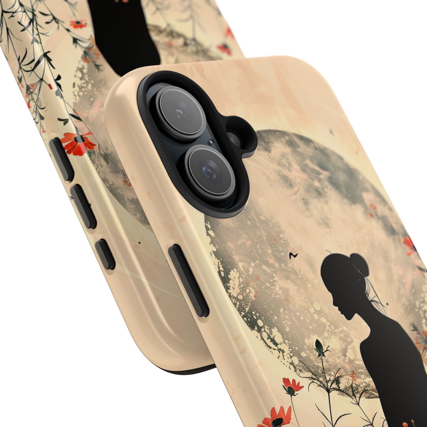 Meditative Vibe Tough Phone Case - Floral Silhouette Design