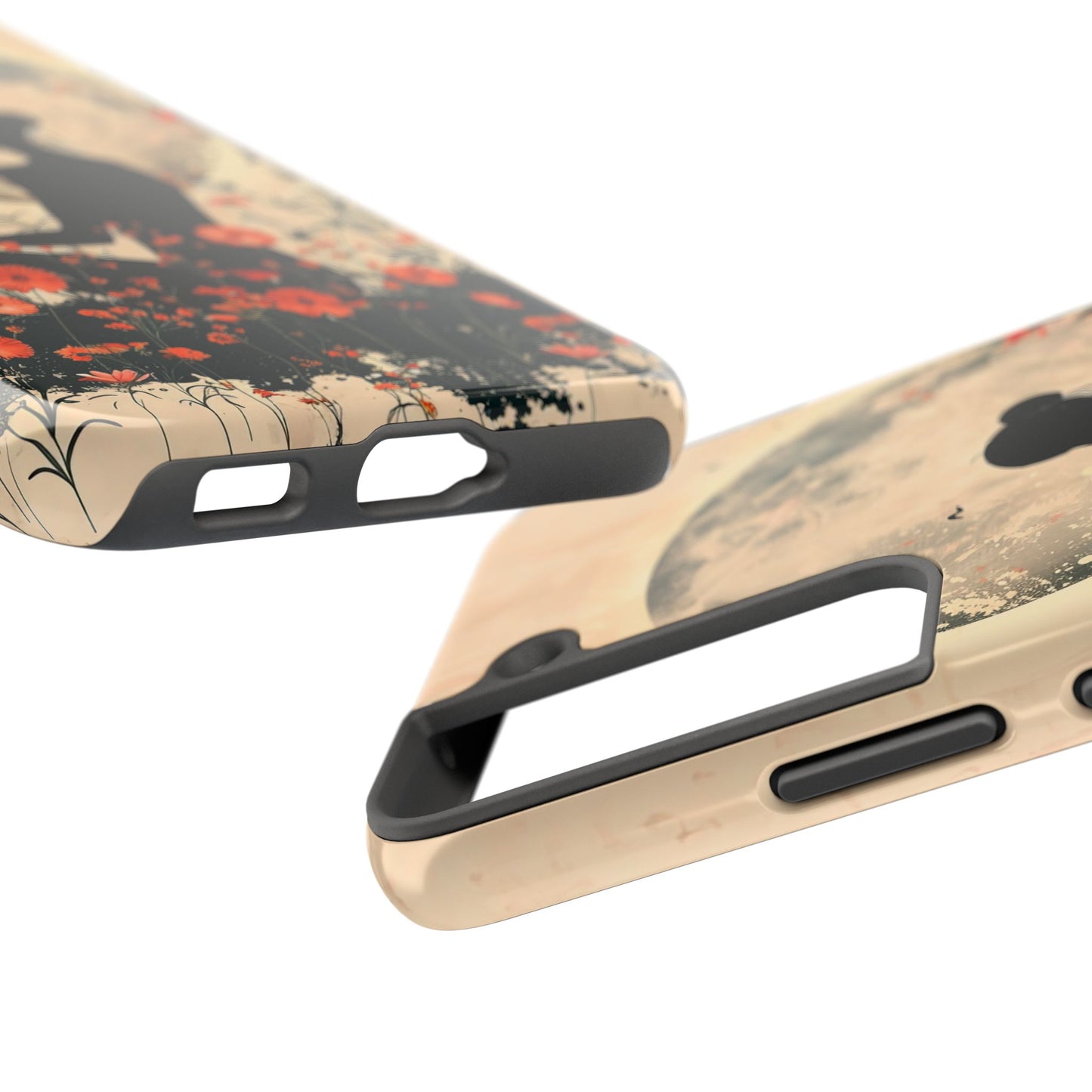 Meditative Vibe Tough Phone Case - Floral Silhouette Design