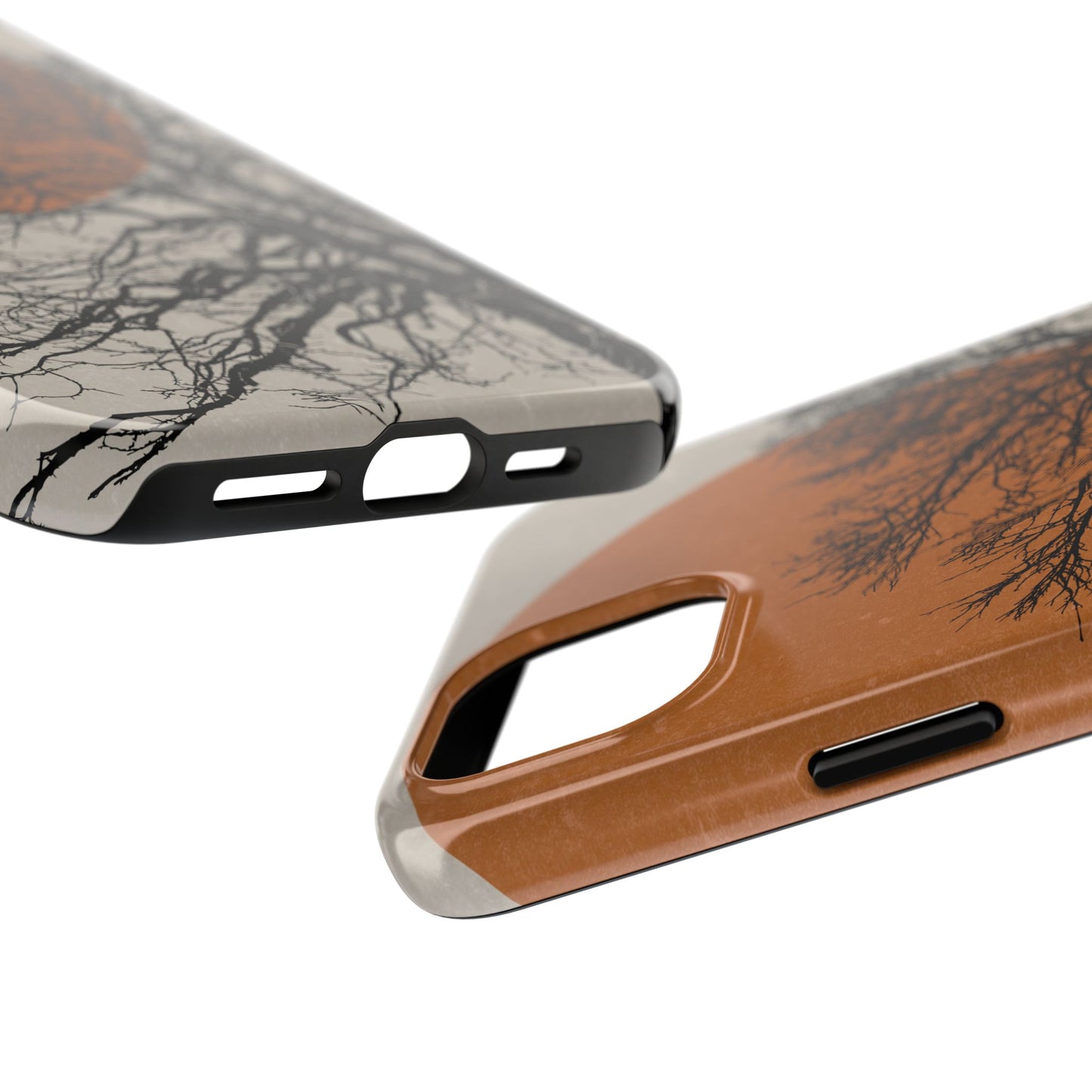 Artistic Tough Phone Case with Tree and Sunset Design