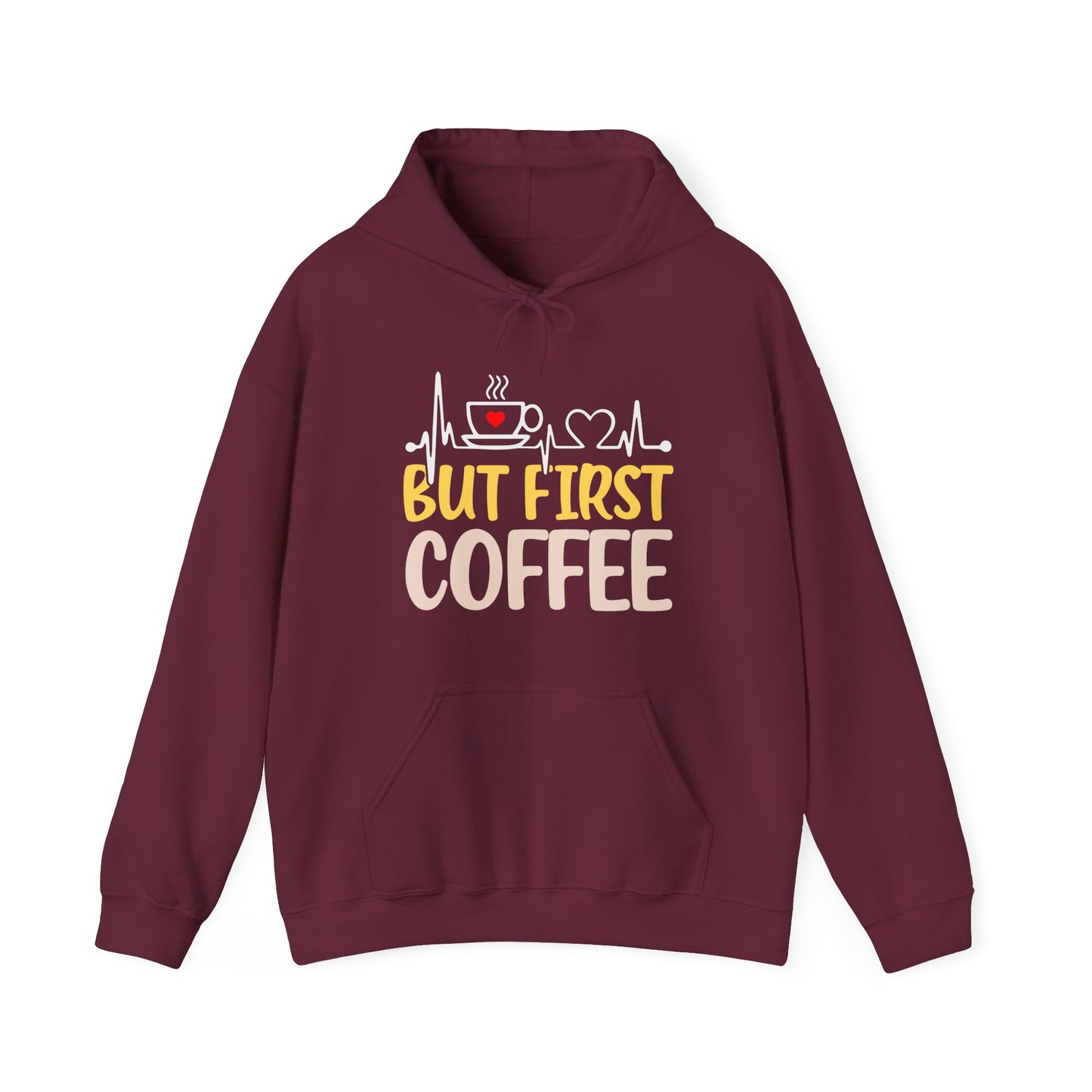 But First Coffee Hoodie - Unisex Heavy Blend Sweatshirt for Coffee Lovers
