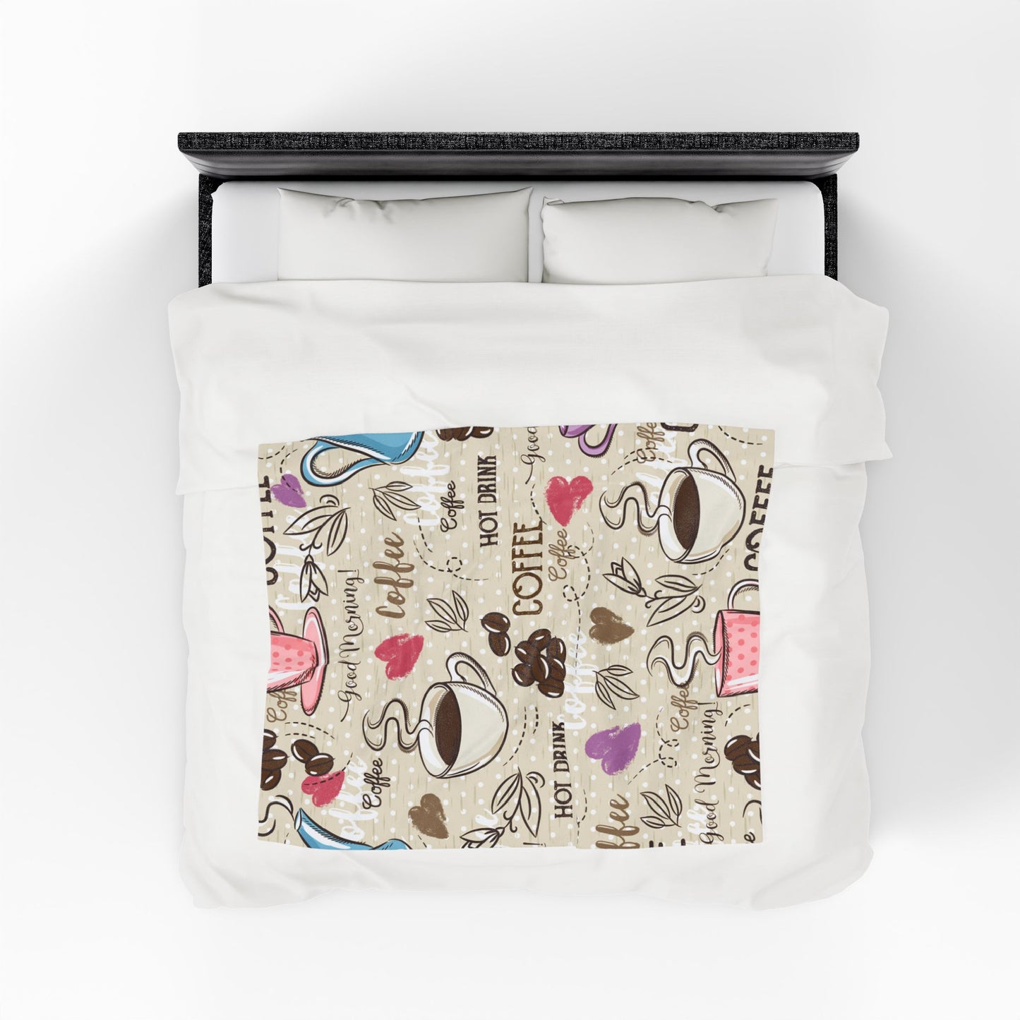 Coffee Lover's Velveteen Plush Blanket - Cozy Morning Hot Drink Design