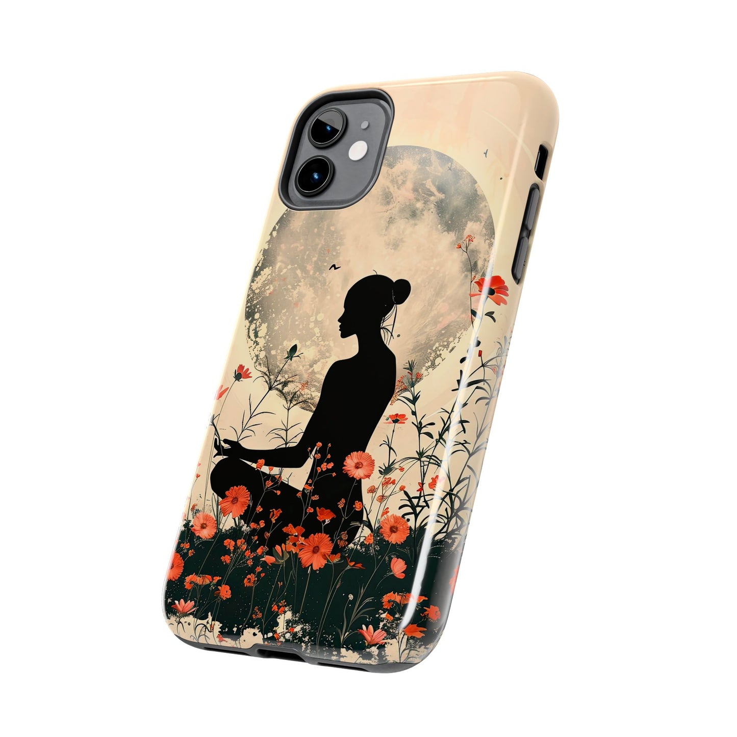 Meditative Vibe Tough Phone Case - Floral Silhouette Design