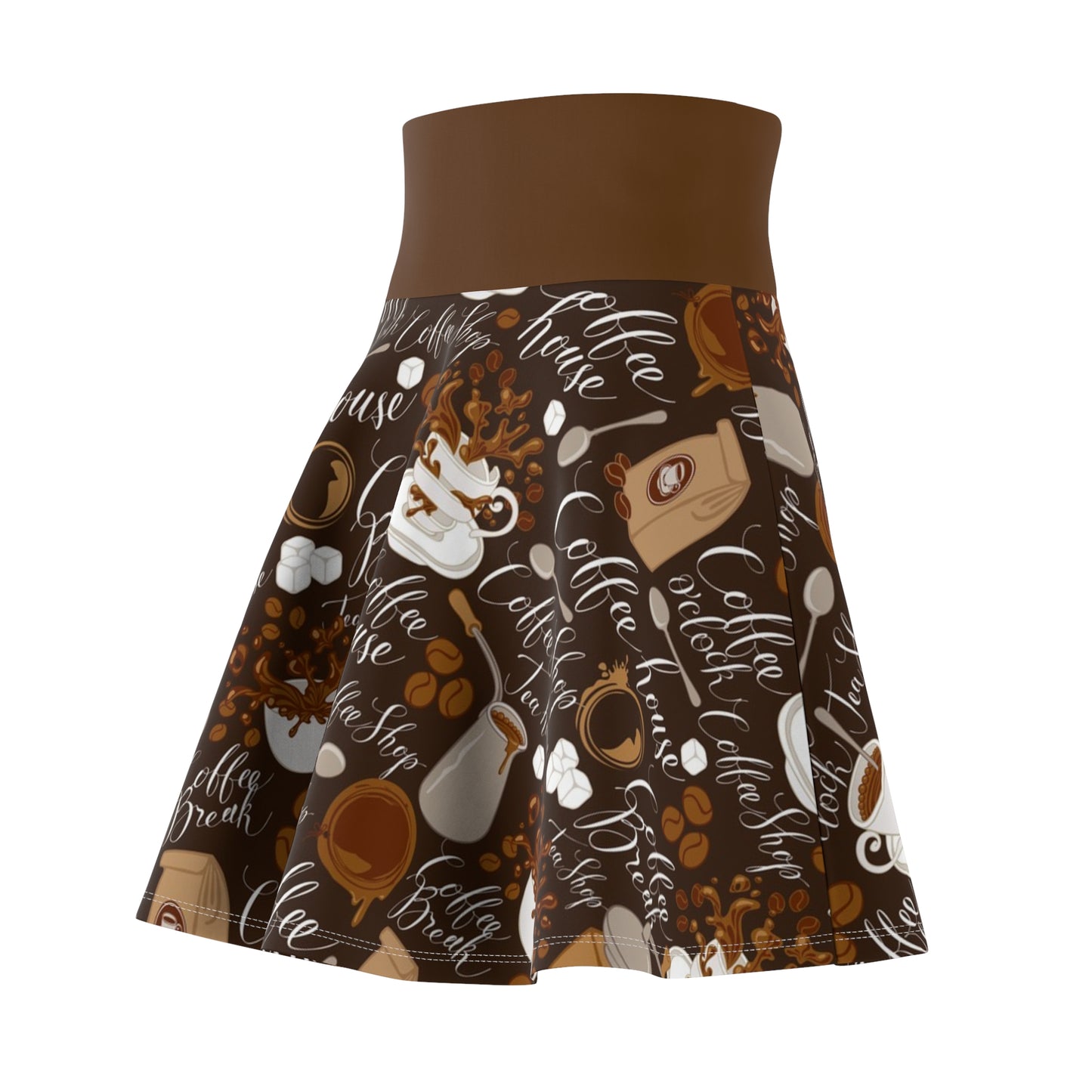 Coffee Lover's Women's Skater Skirt - Trendy Coffee Shop Design